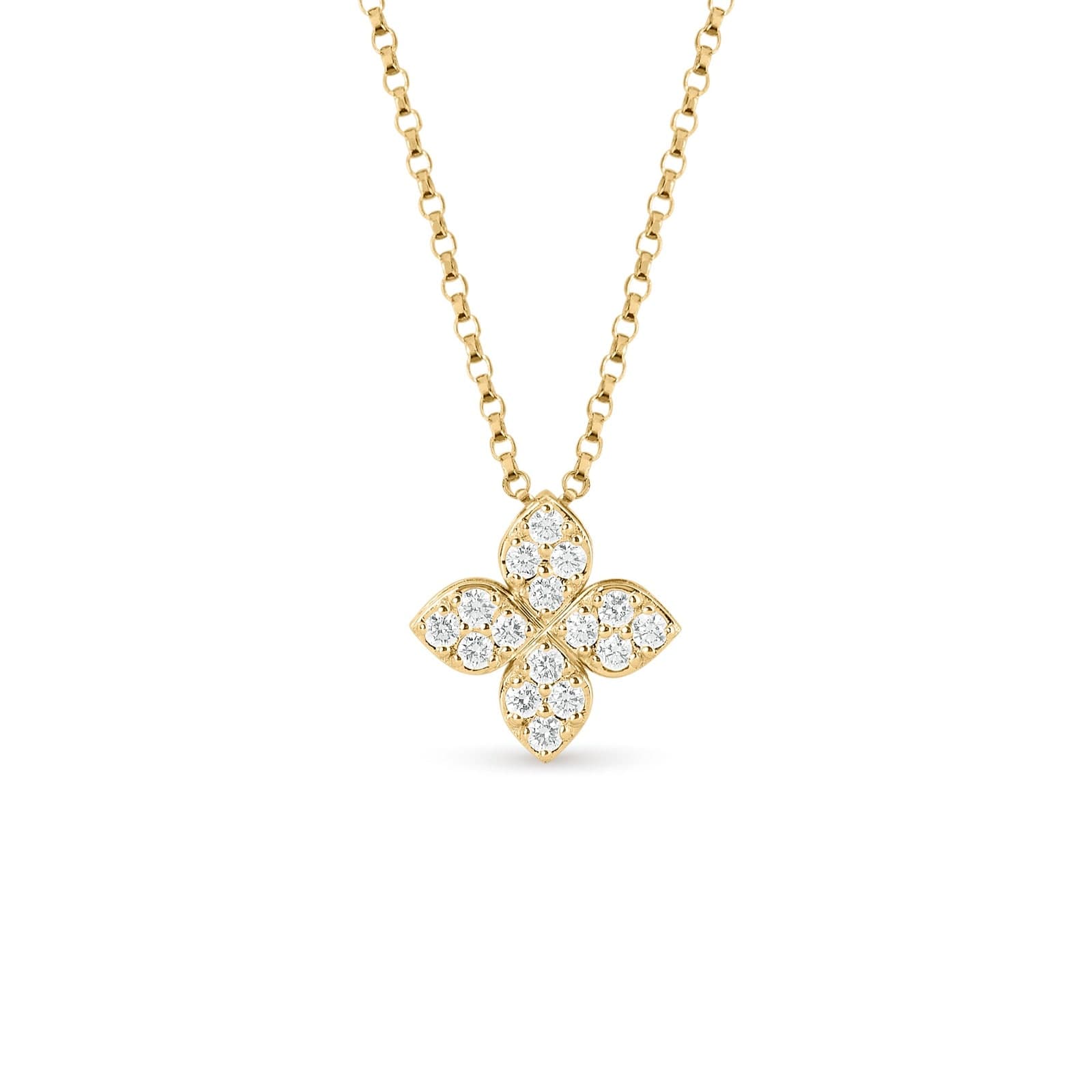Princess Flower 18ct Yellow Gold 0.20ct Diamond Necklace
