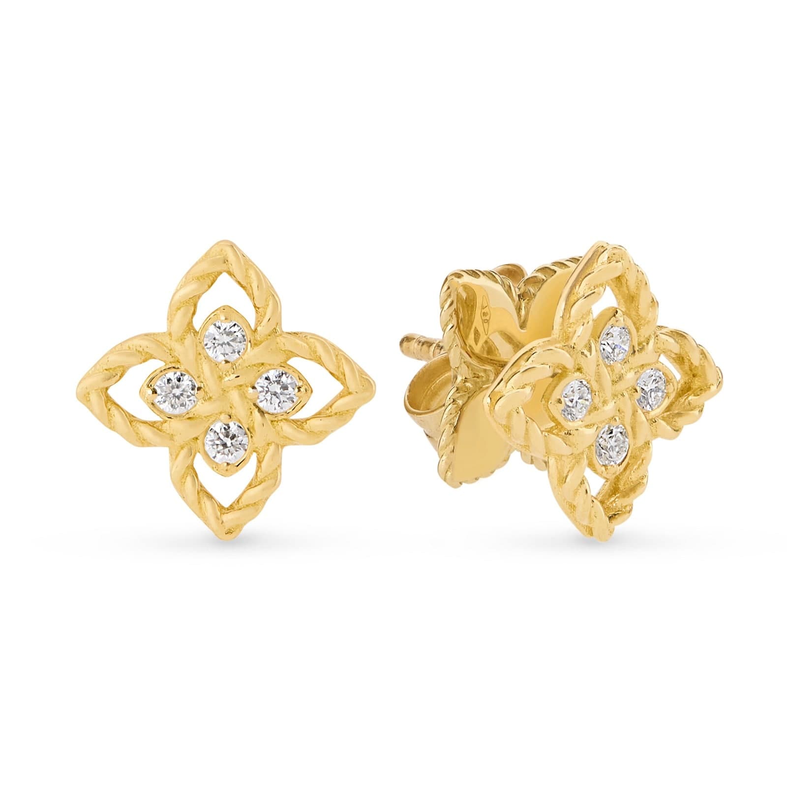 Princess Flower 18ct Yellow Gold 0.07ct Diamond Stud Earrings