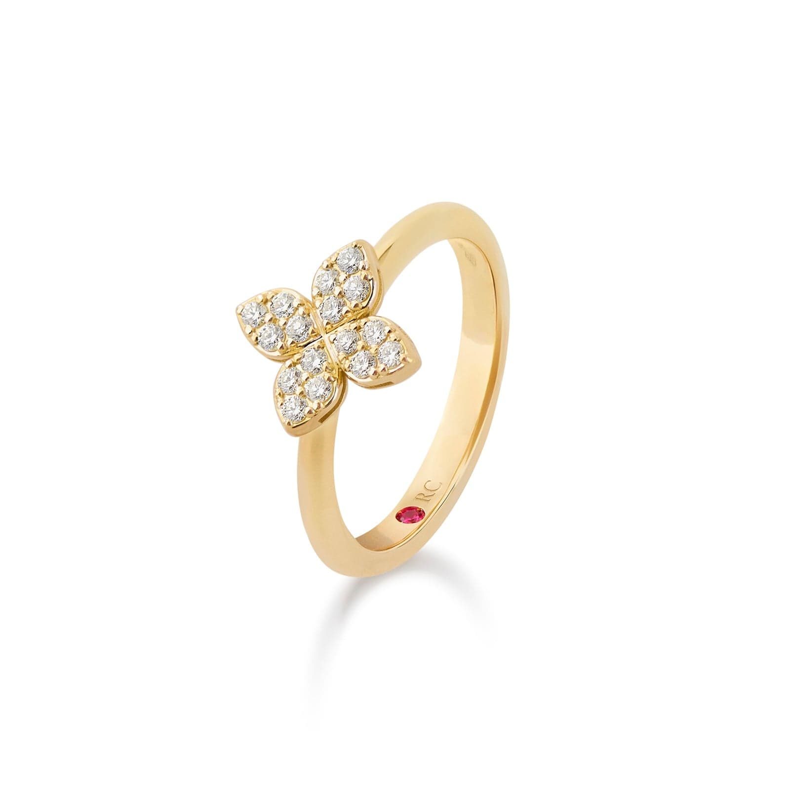 Princess Flower 18ct Yellow Gold 0.20ct Diamond Ring - Ring Size K