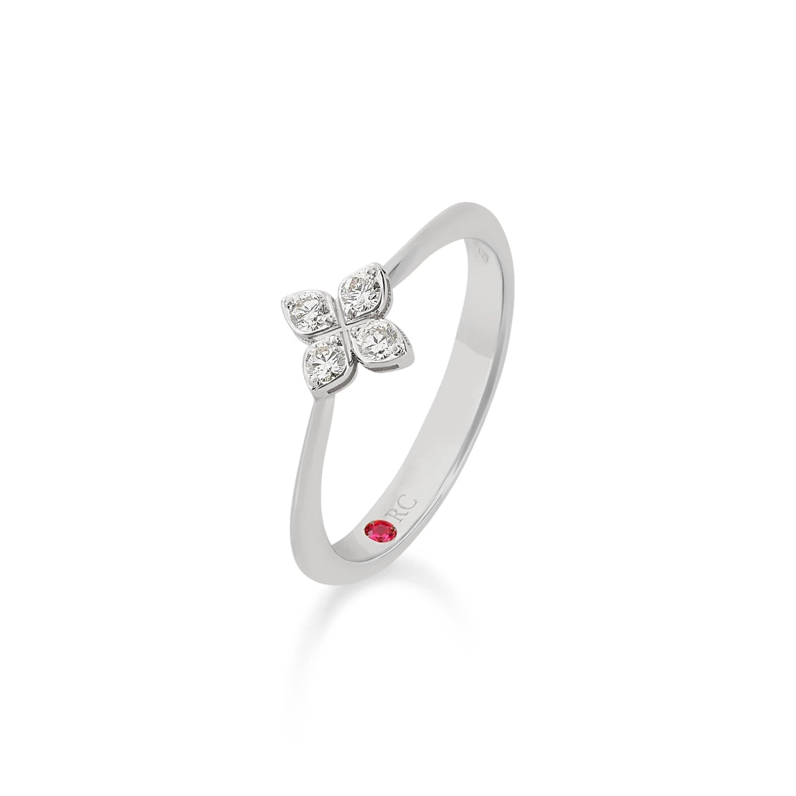 Princess Flower 18ct White Gold 0.10ct Diamond Ring