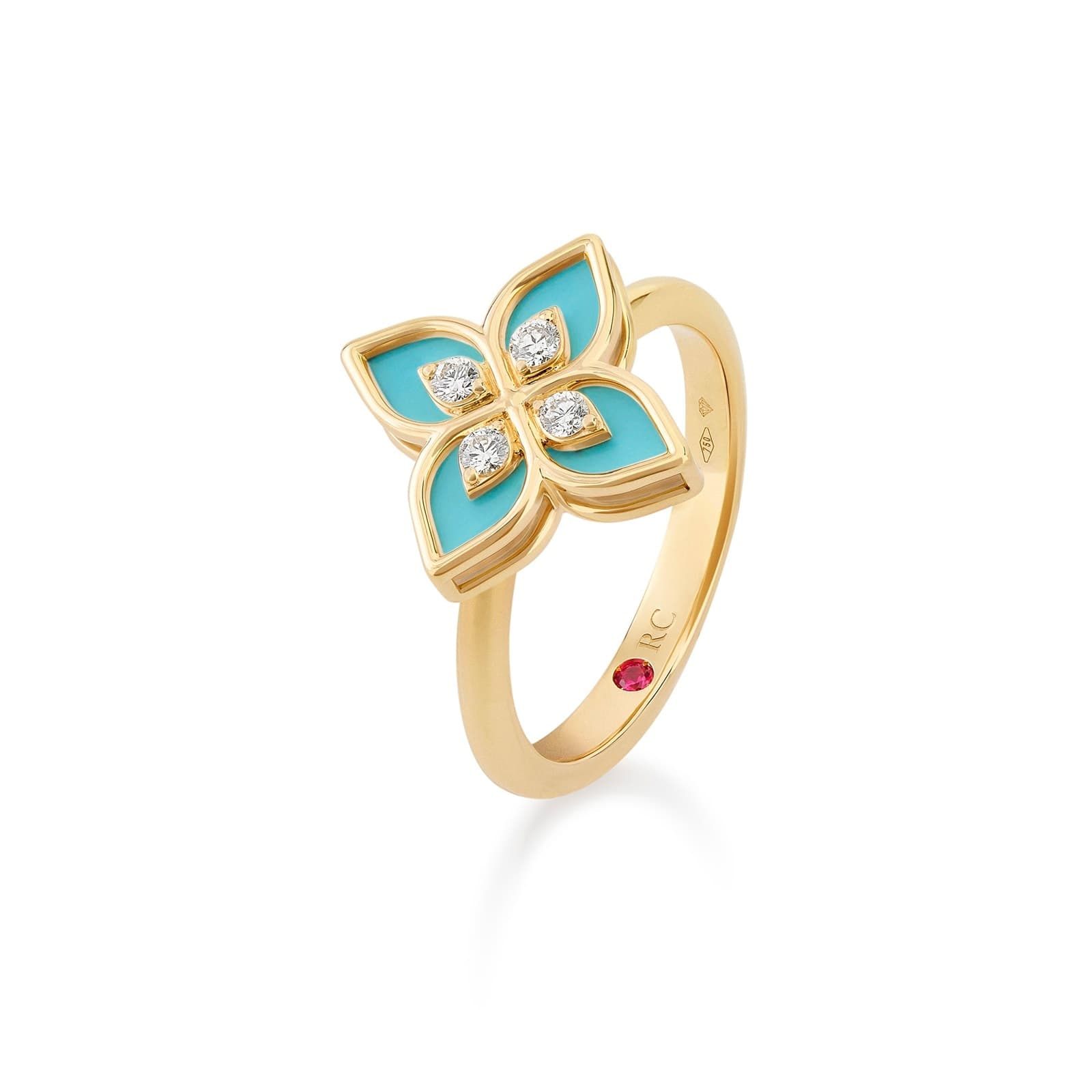 Princess Flower 18ct Yellow Gold 0.09ct Diamond Ring