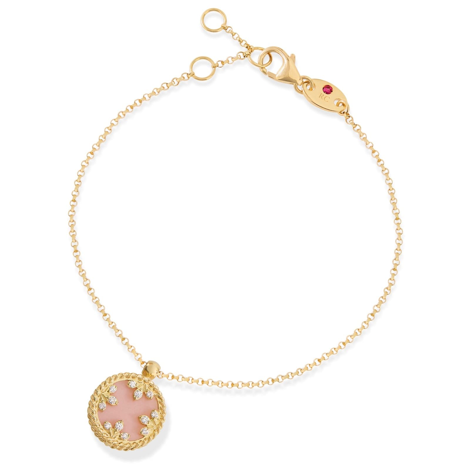 Venetian Medallions 18ct Yellow Gold 0.06ct Diamond & Mother Of Pearl Bracelet