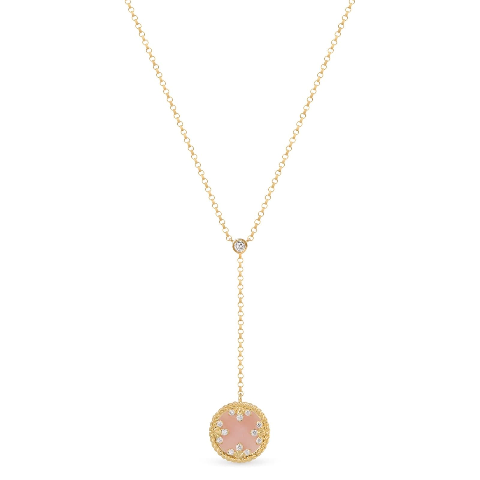 Venetian Medallions 18ct Yellow Gold 0.09ct Diamond & Mother Of Pearl Lariat Necklace