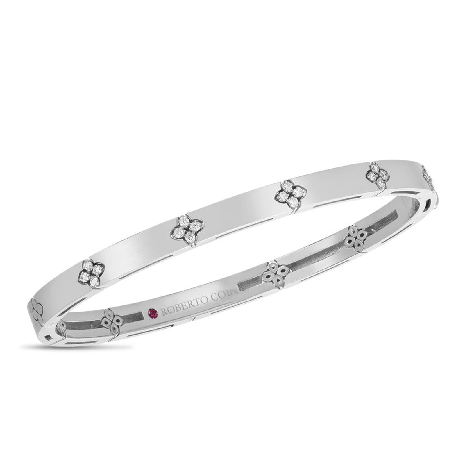 Love In Verona 18ct White Gold 0.19ct Diamond Bangle - Size Petite