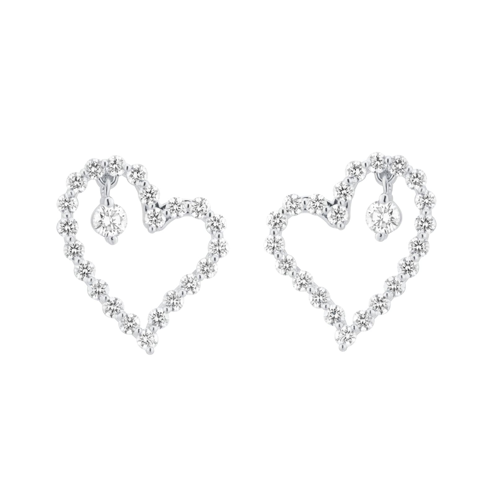 Diamond Princess 18ct White Gold 0.74ct Diamond Heart Stud Earrings
