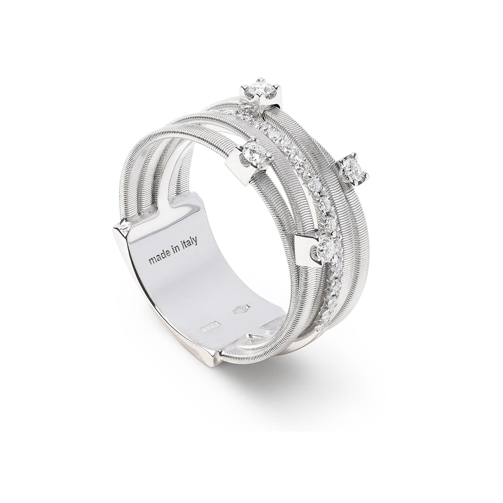 18ct White Gold Goa Collection Five Strand Diamond & Pave Ring