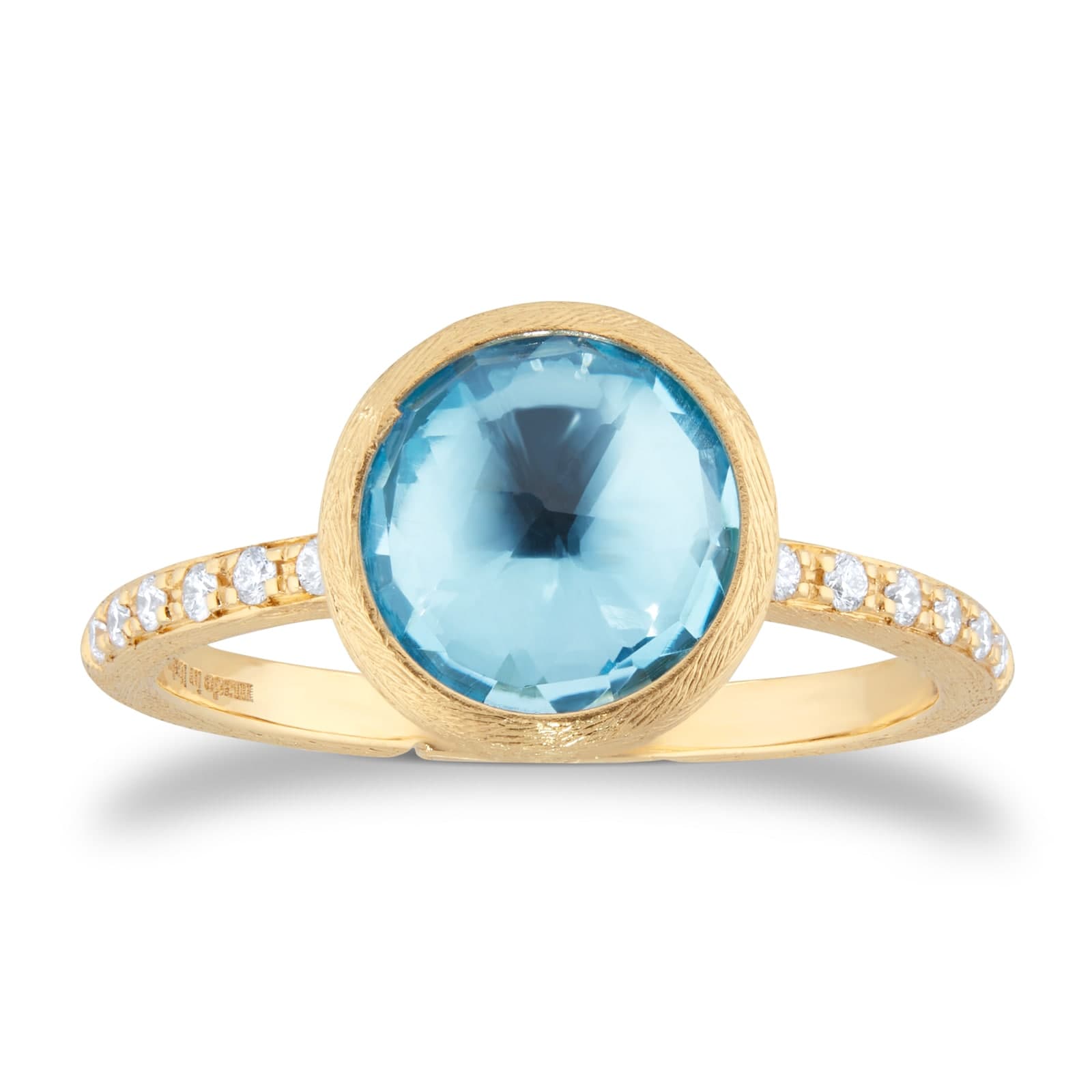 18ct Yellow Gold Jaipur Colour Collection Diamond & Blue Topaz Stacking Ring