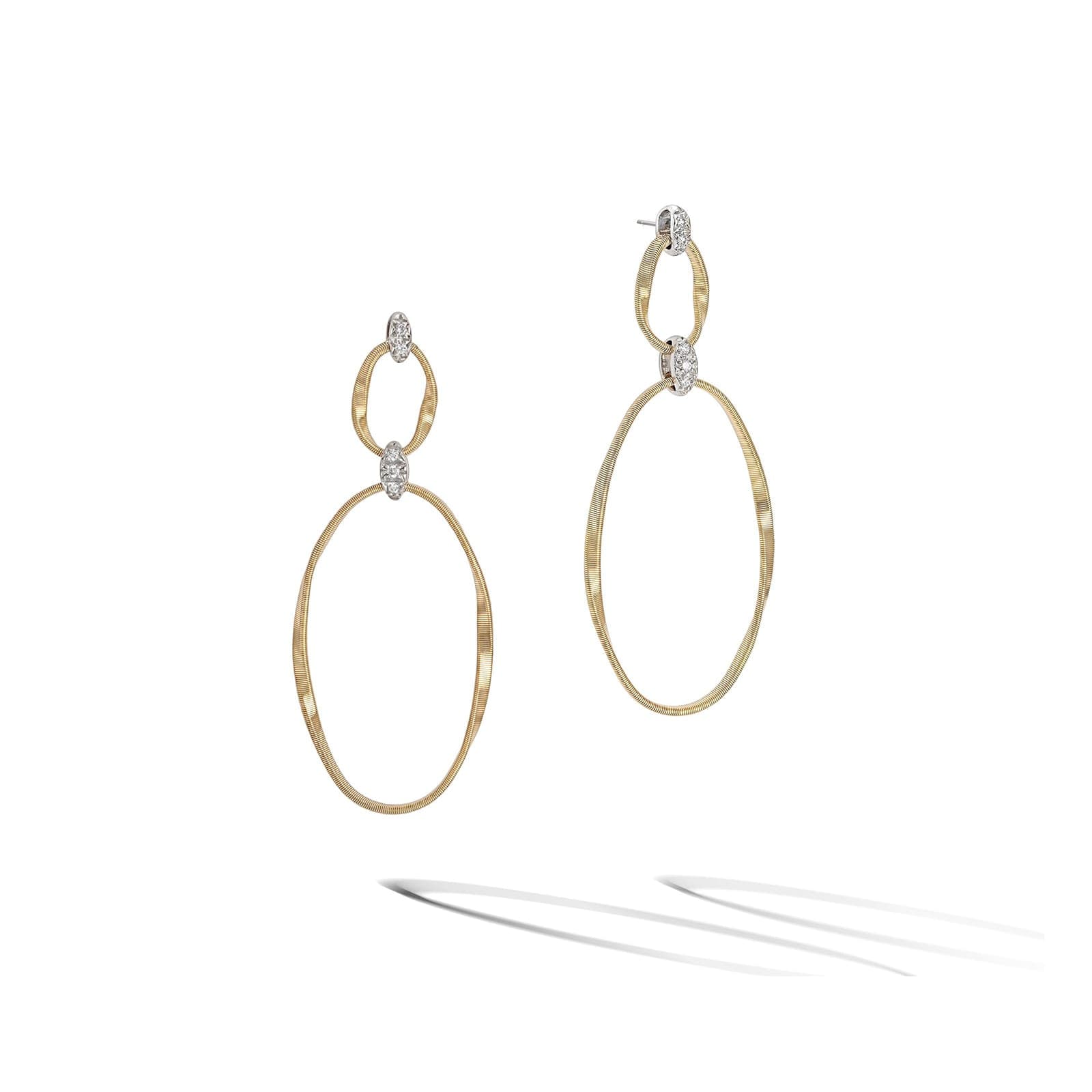 18ct Yellow Gold Marrakech Onde Collection Diamond Flat Link Drop Earrings