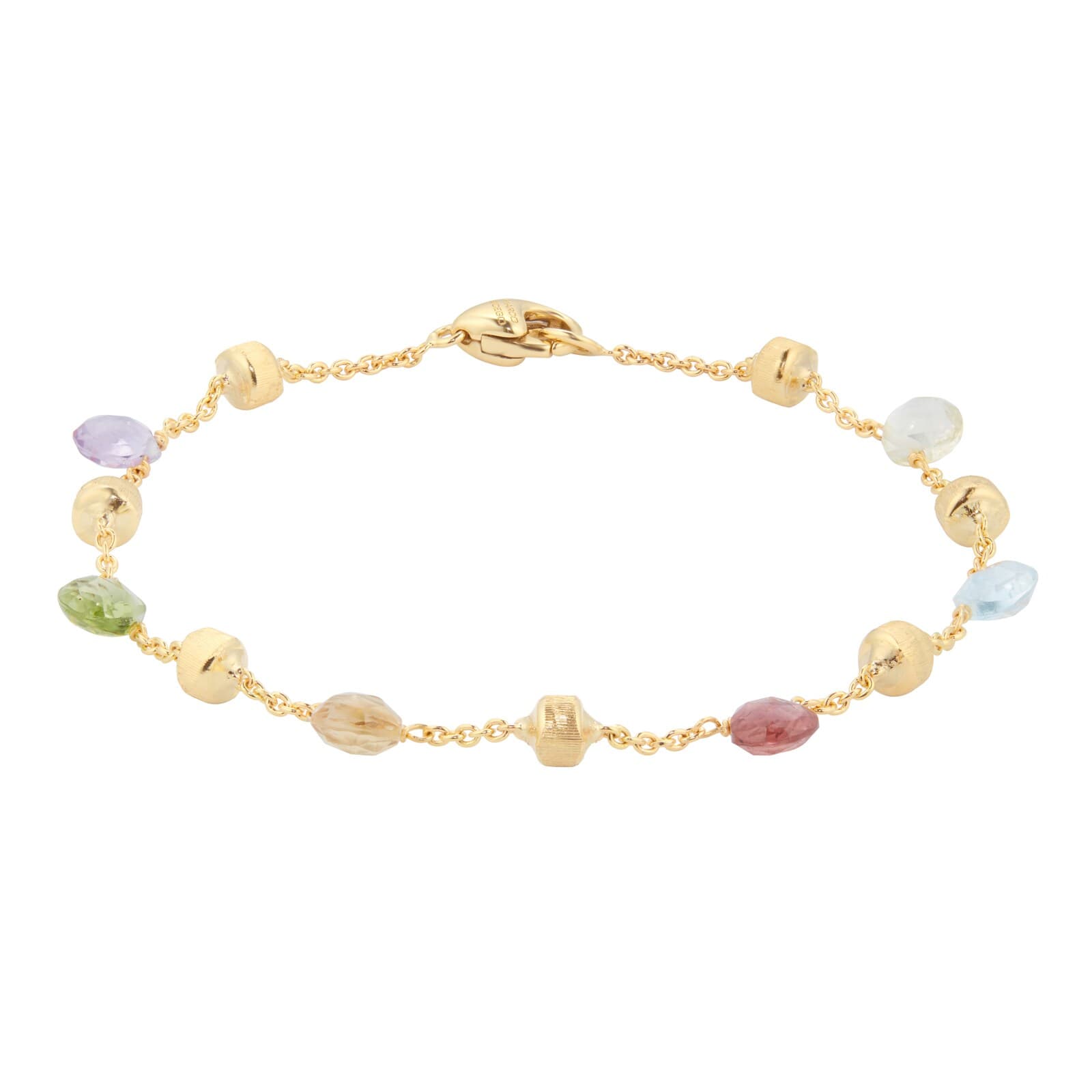 18ct Yellow Gold Paradise Collection Single Strand Mixed Gemstone Bracelet