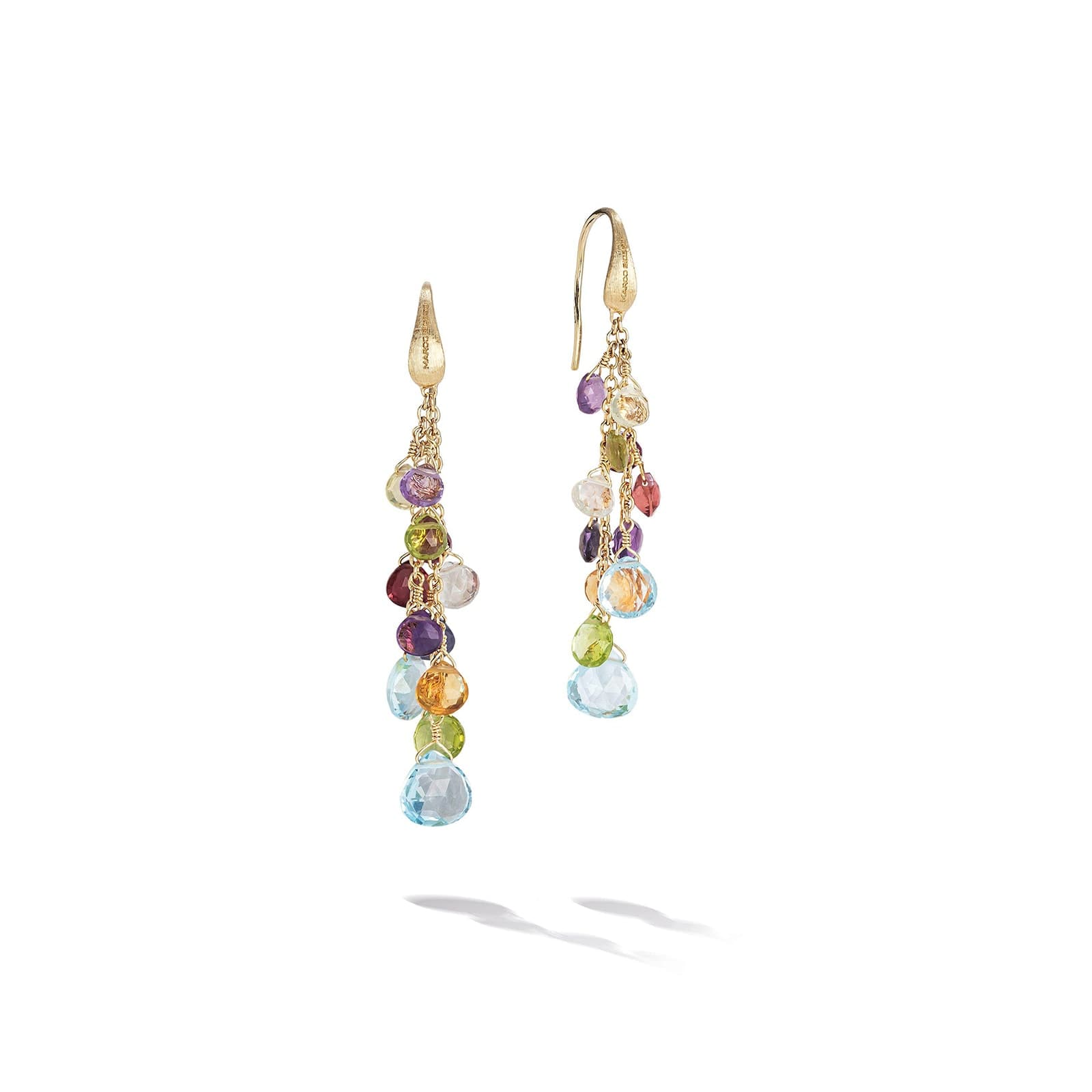 18ct Yellow Gold Paradise Collection Mixed Gemstone Multi Strand Earrings