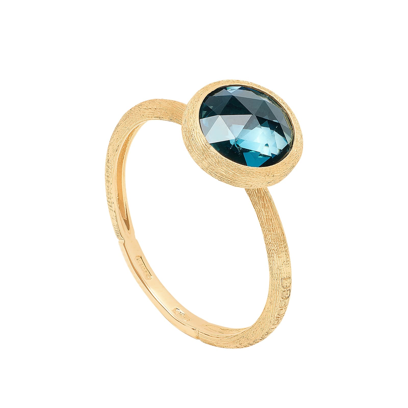 18ct Yellow Gold Jaipur Colour Collection London Blue Topaz Stacking Ring