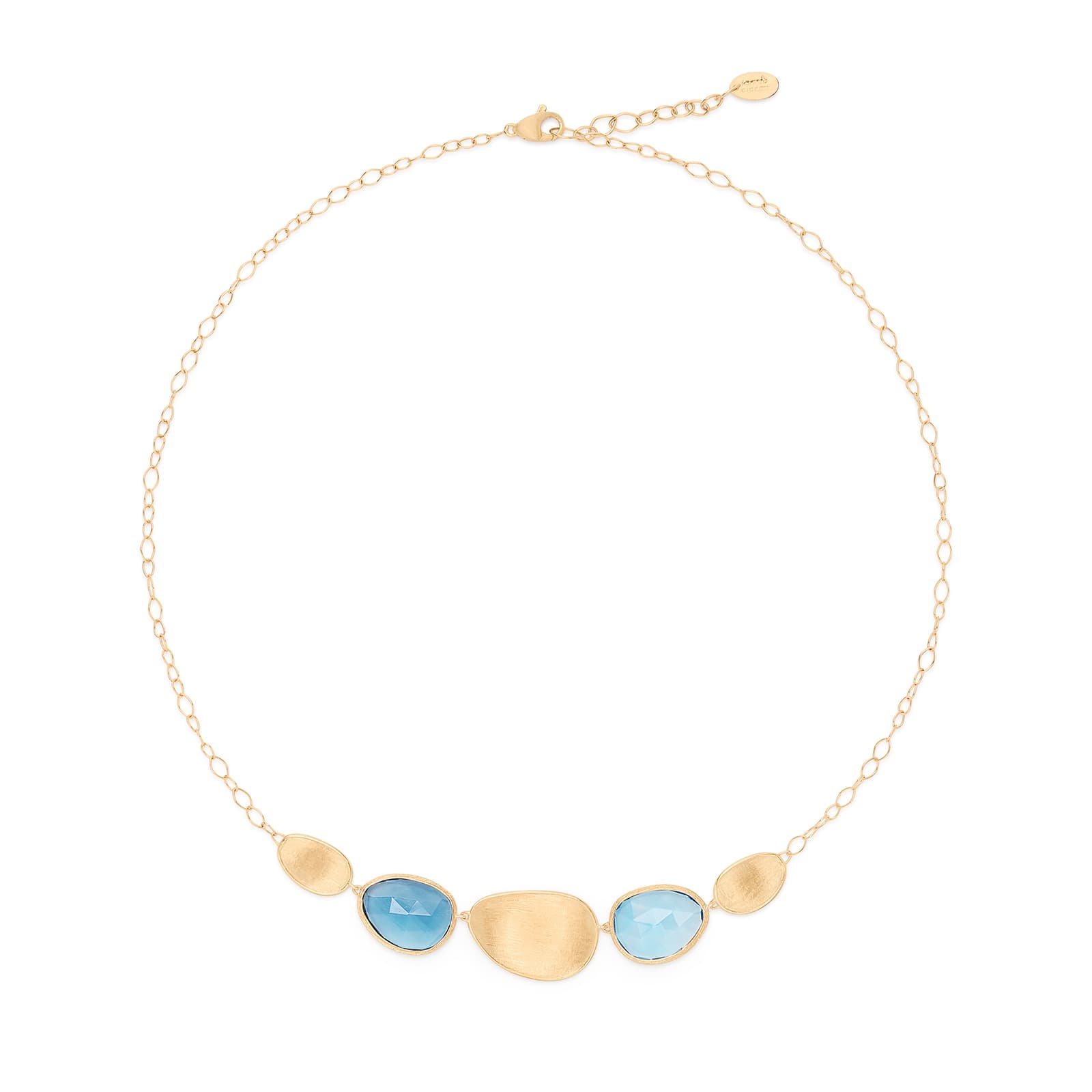 Exclusive 18ct Yellow Gold Lunaria Collection Blue Topaz Necklace