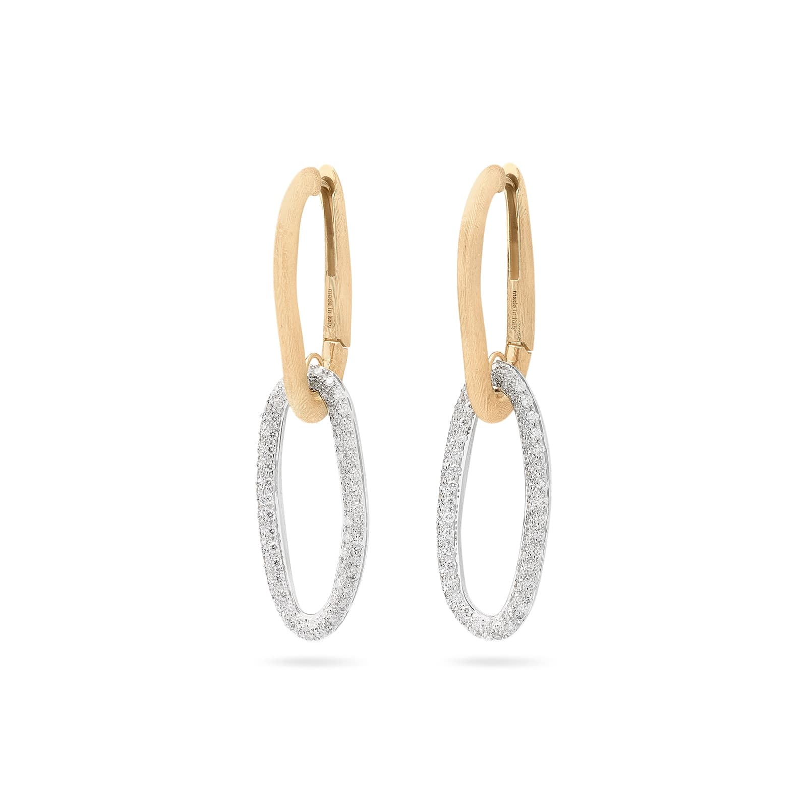 18ct Yellow Gold Jaipur Link Drop Earrings with Pavé Diamonds