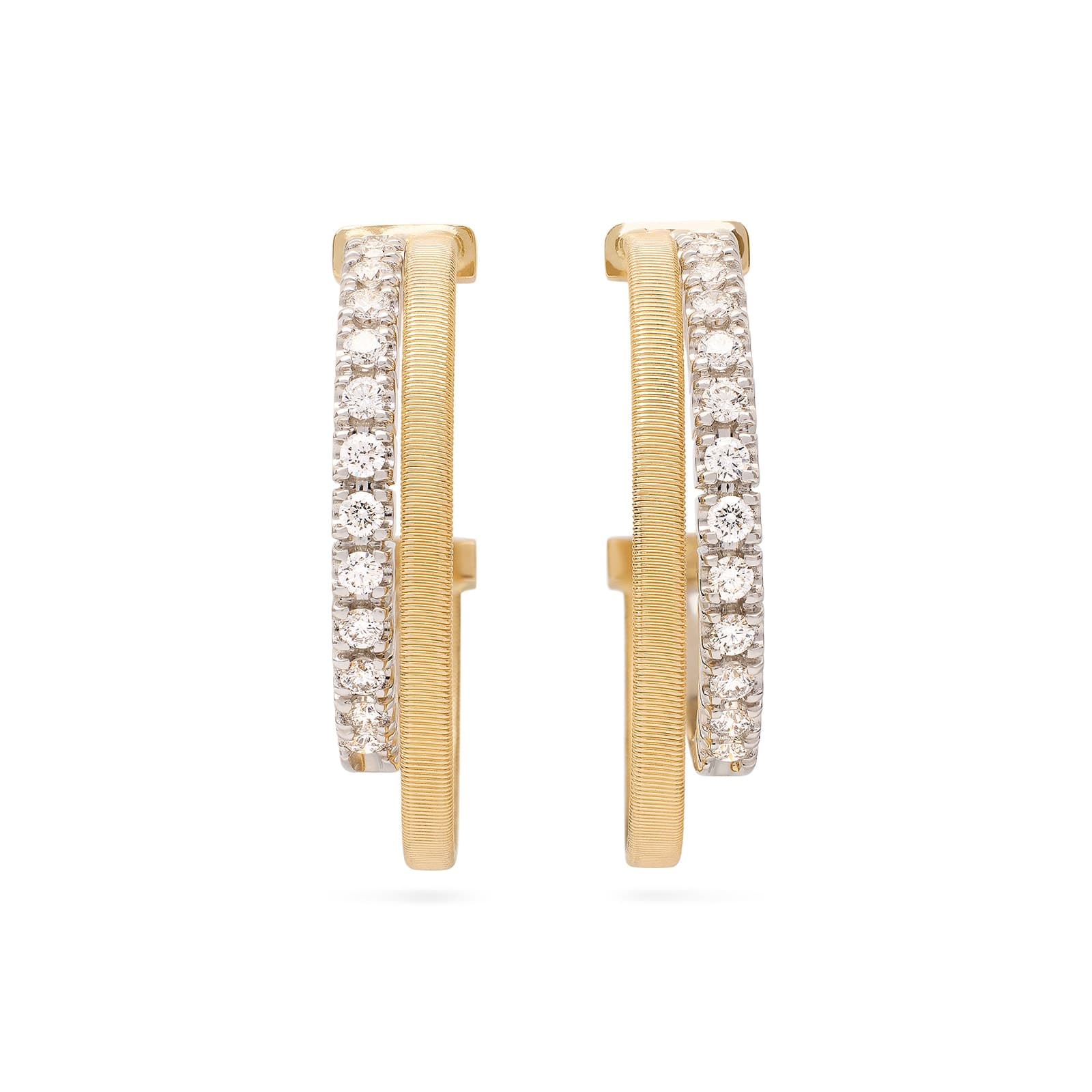 18ct Yellow Gold Masai Diamond Double Hoop Earrings
