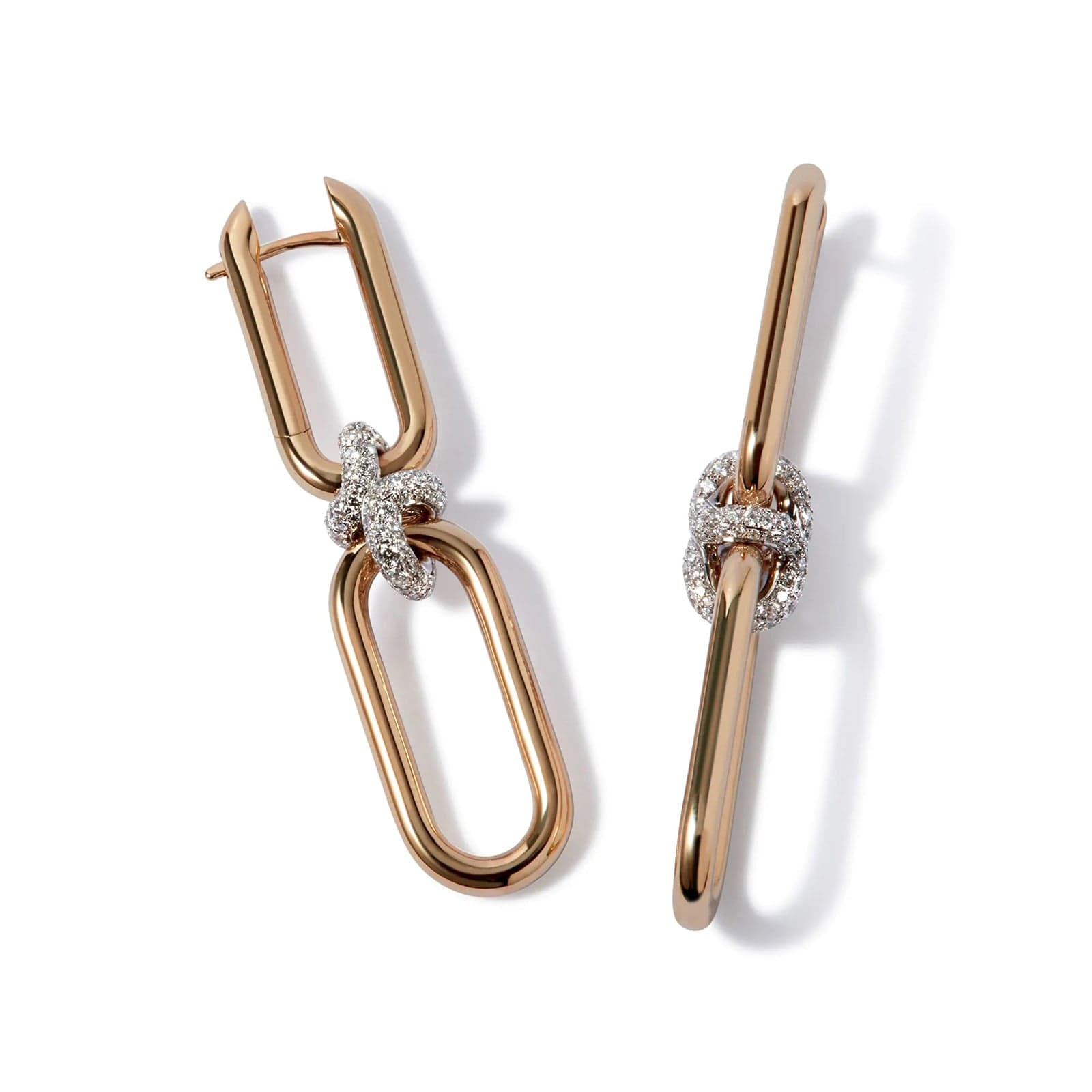 Knuckle Dust Double Hoop Earrings In 18ct Yellow Gold With Diamonds