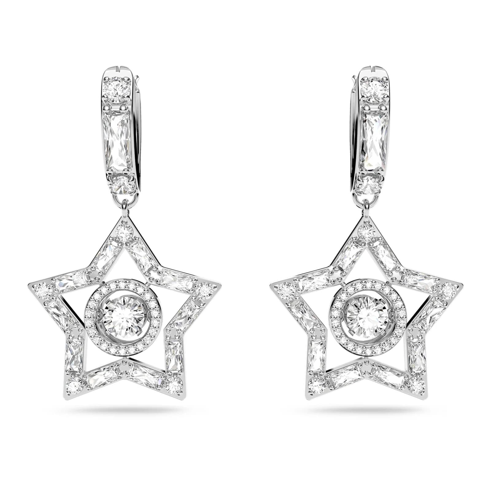Silver Coloured Stella Star Cubic Zirconia Drop Earrings