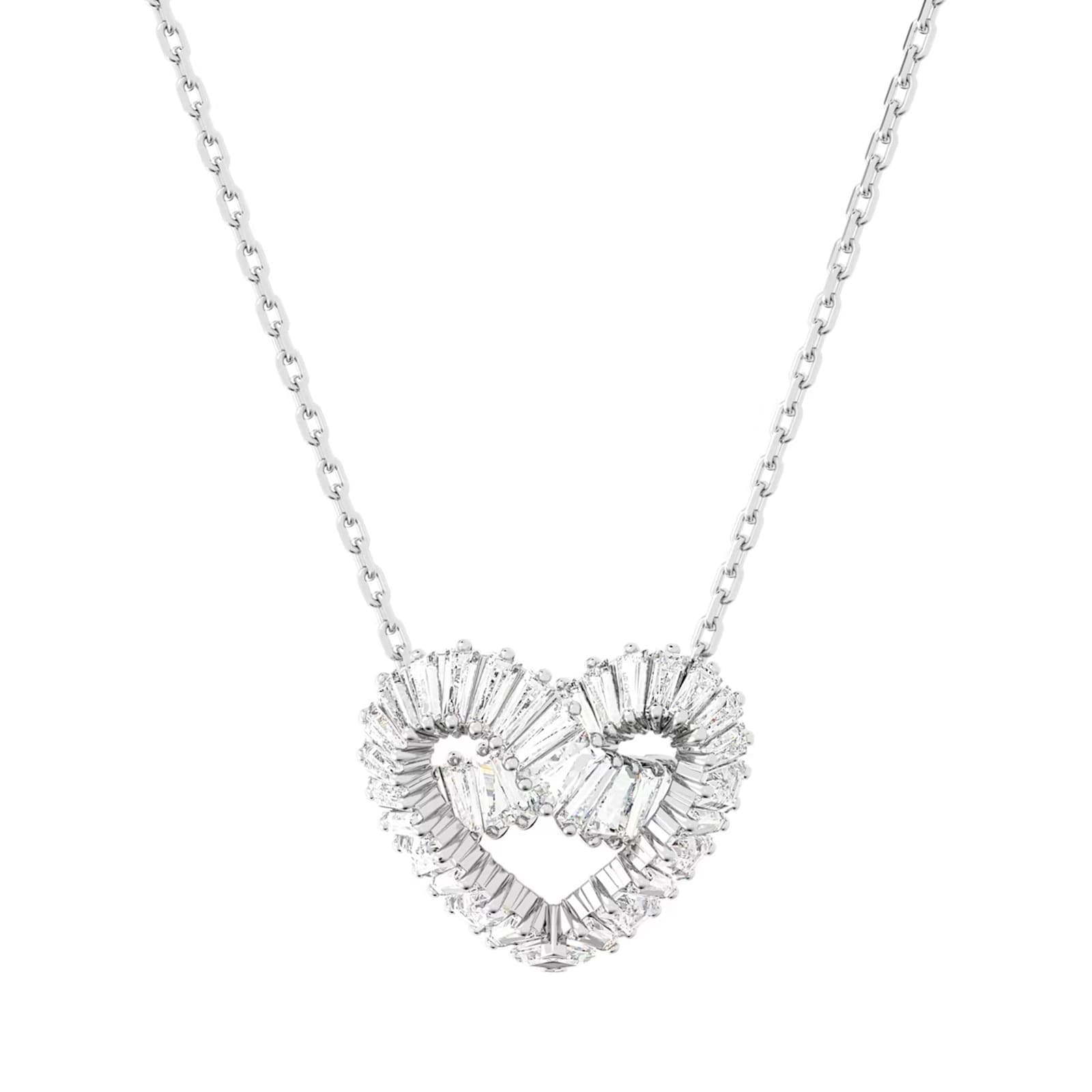 Matrix Rhodium Plated Woven Heart Necklace