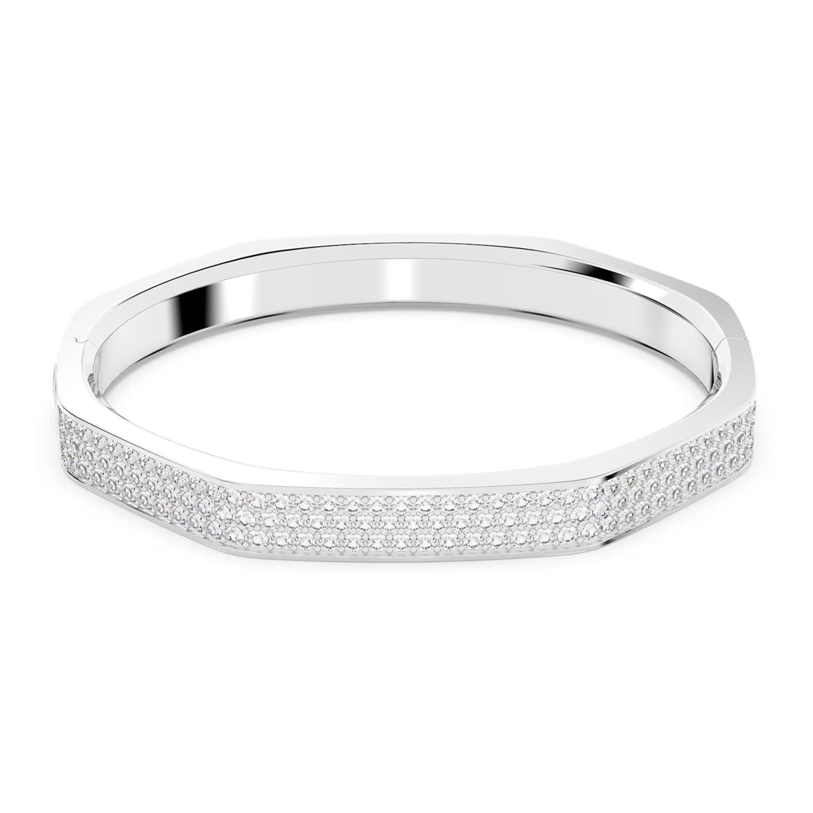 Dextera Rhodium Plated Octagon Shape Cubic Zirconia Bangle