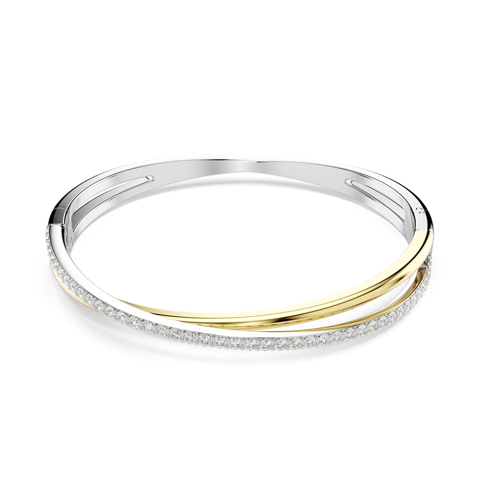 Hyperbola Bicolour Cubic Zirconia Two Band Bangle