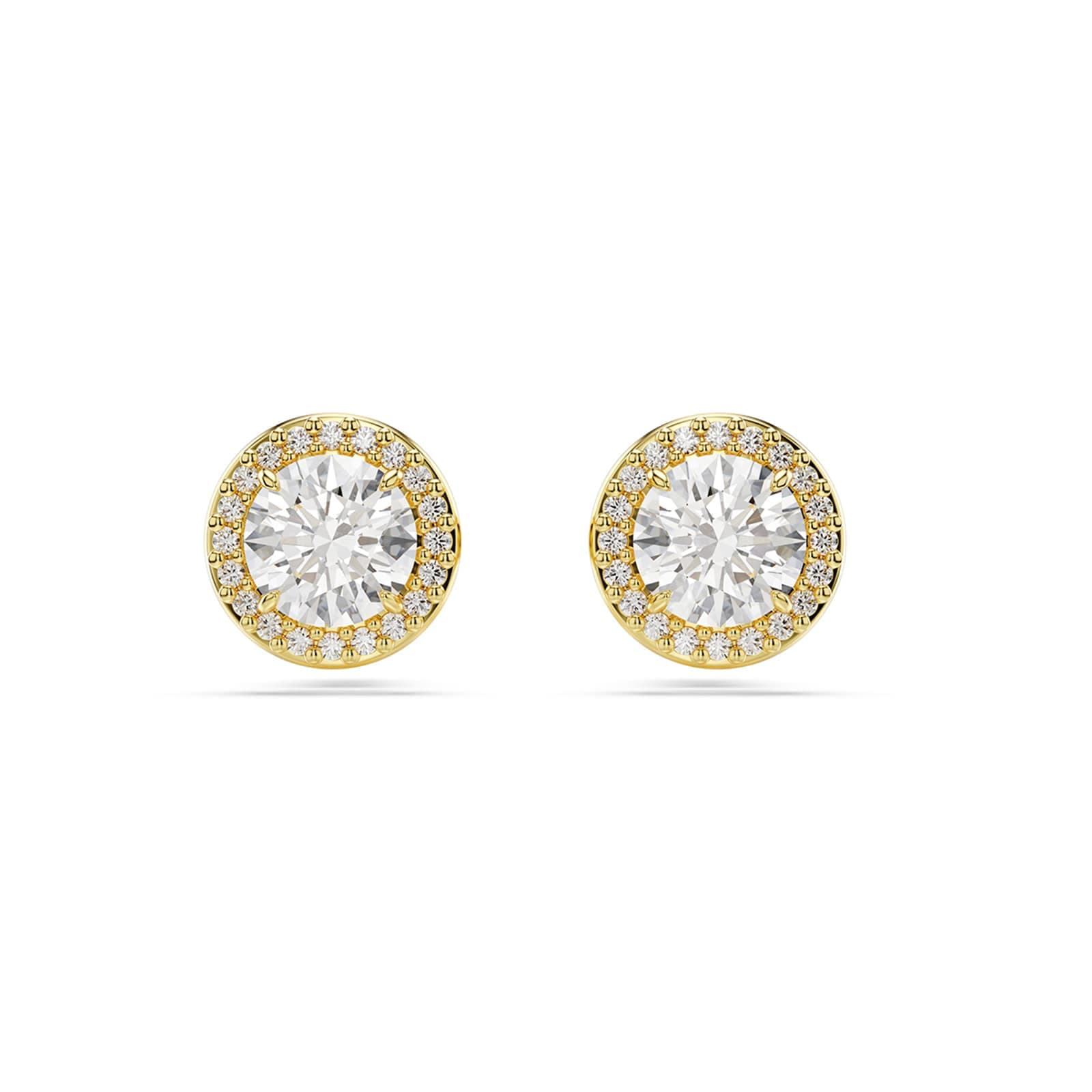 Una Yellow Gold Coloured Cubic Zirconia Round Halo Stud Earrings