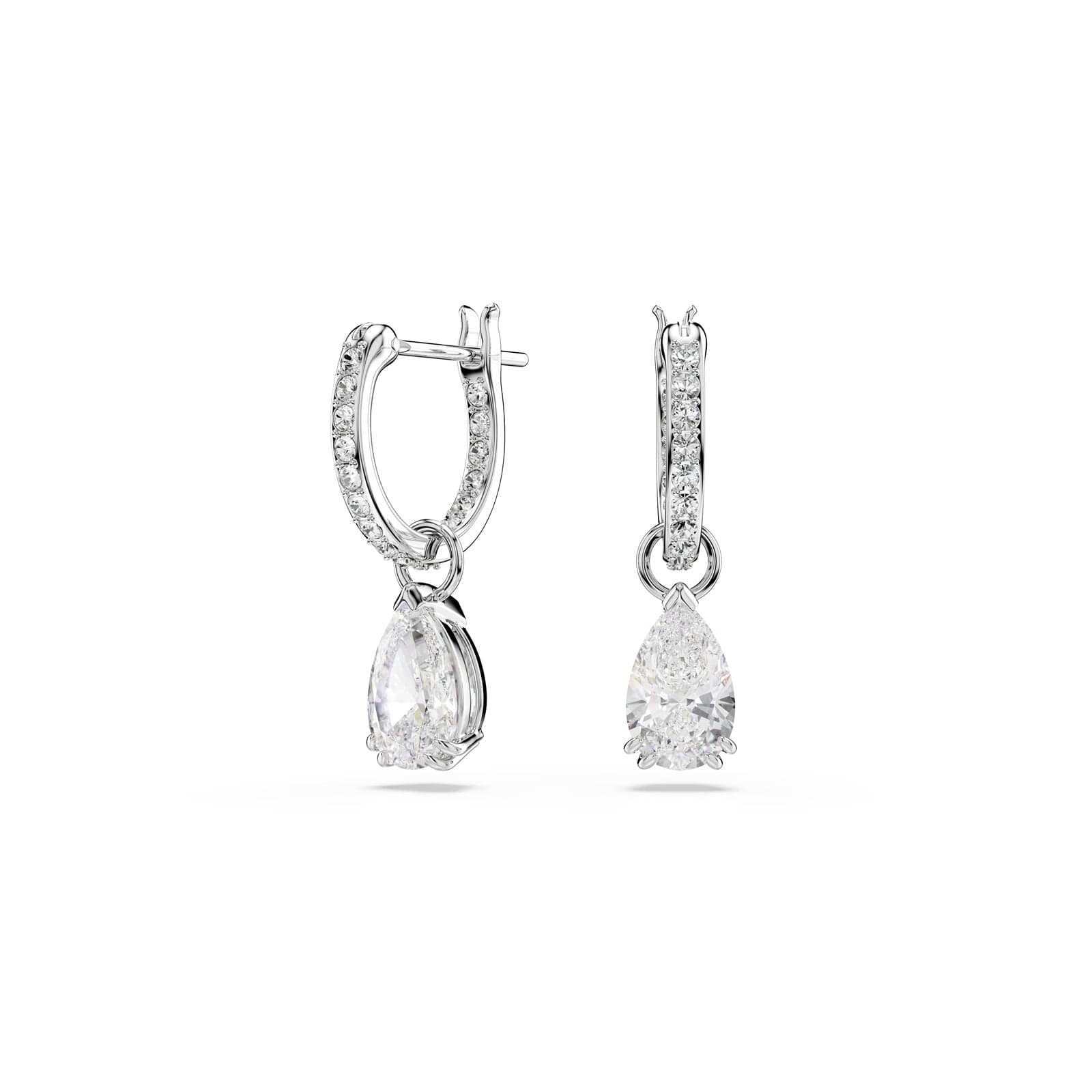 Stilla White Rhodium Plated Pear Cut Cubic Zirconia Drop Earrings