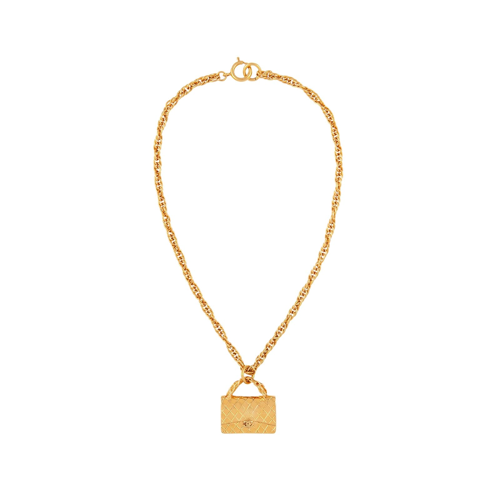 Vintage Chanel Yellow Gold Plated Handbag Necklace