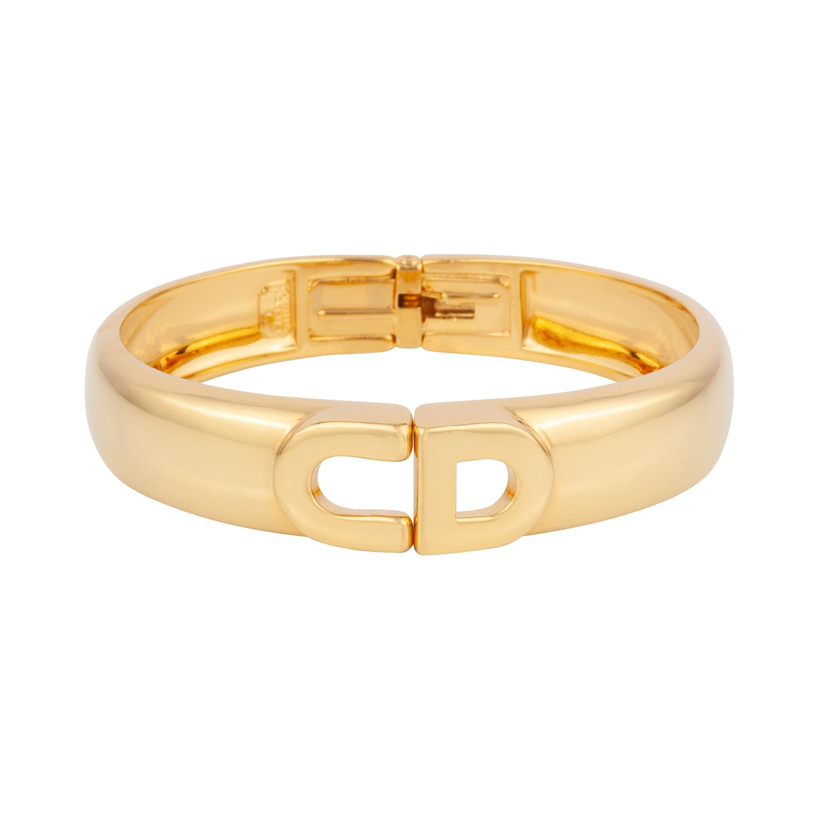 Vintage Dior Yellow Gold Plated CD Bangle