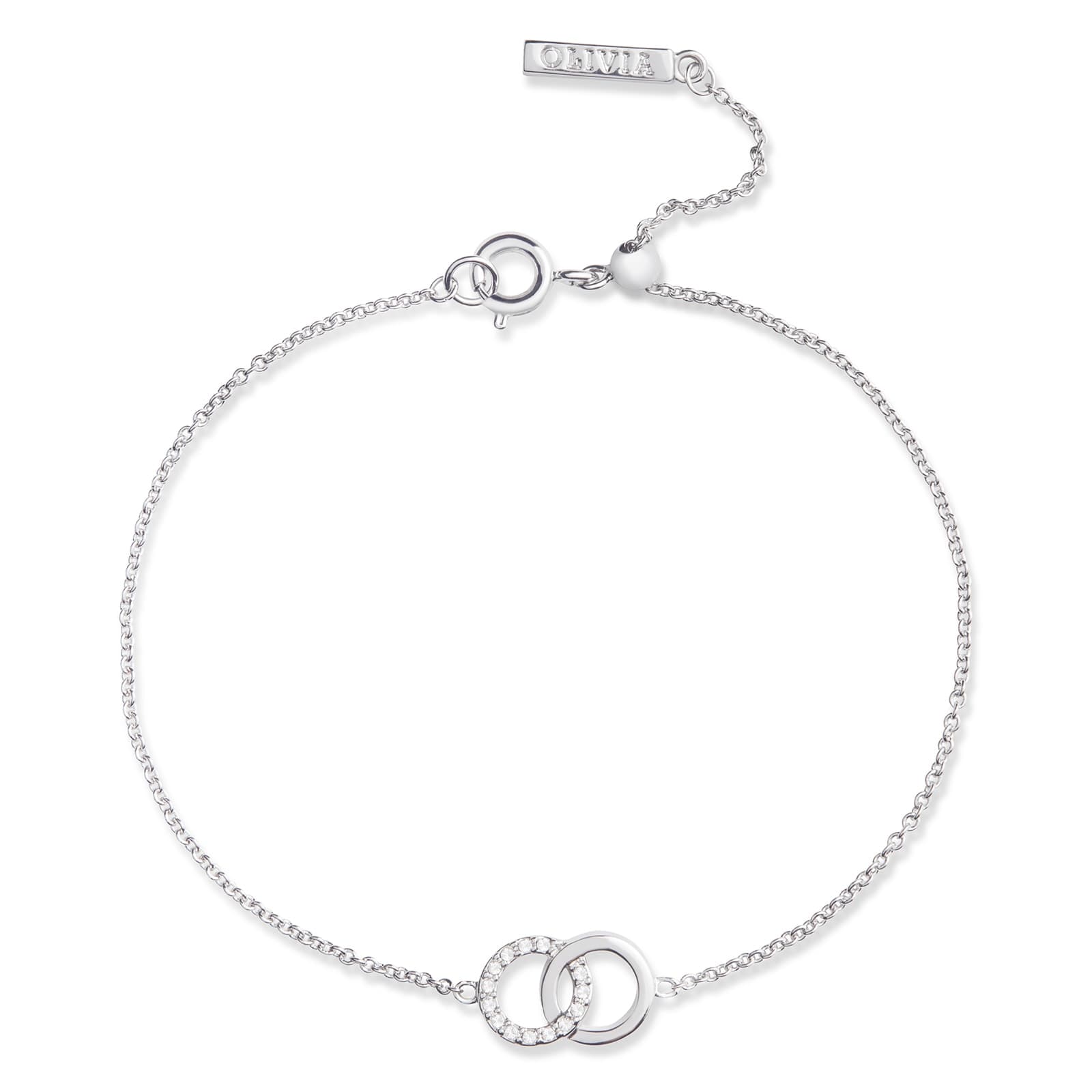 Silver Coloured Bejewelled Interlink Chain Bracelet
