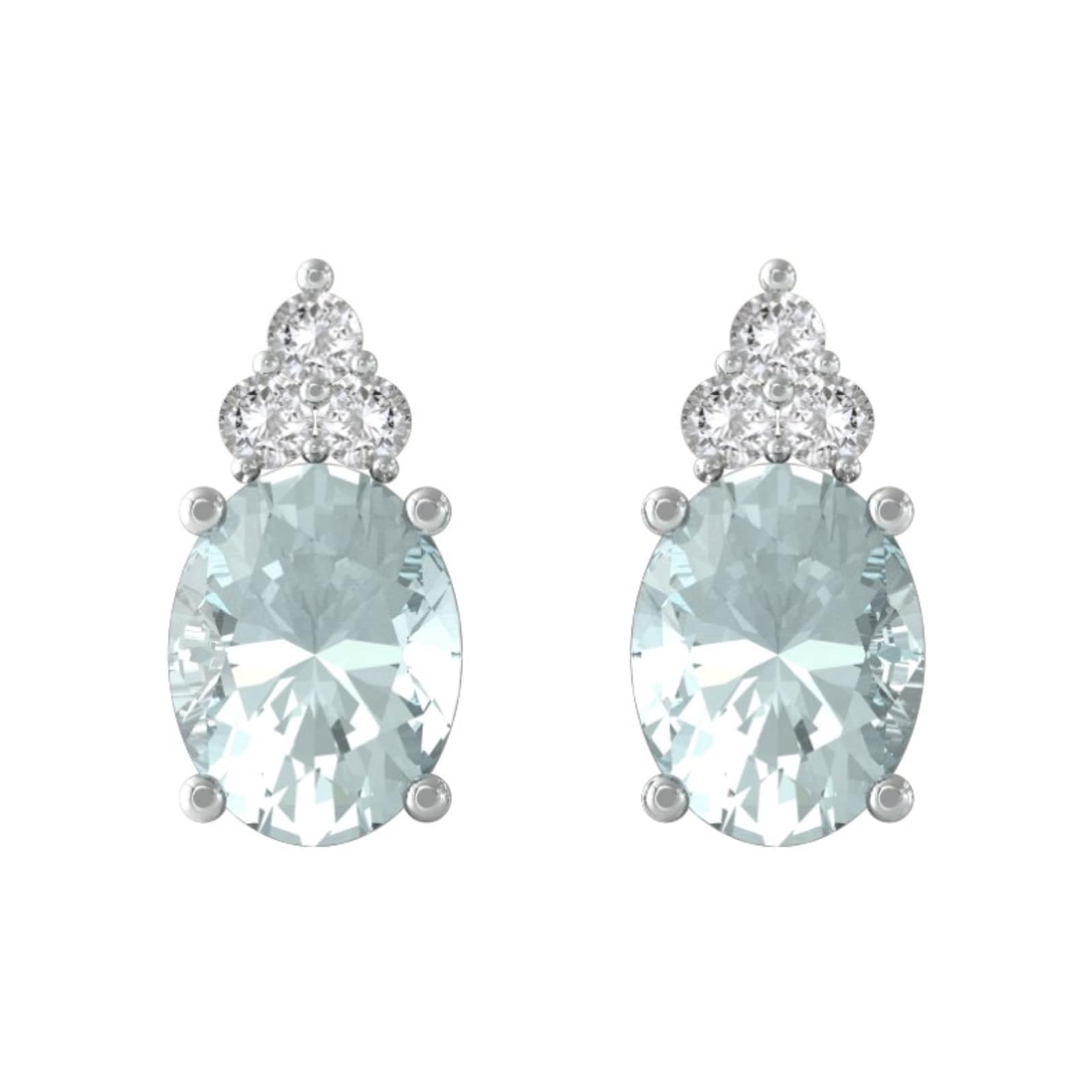 9ct White Gold Aquamarine and Brilliant Cut Diamond 0.42cttw Earrings