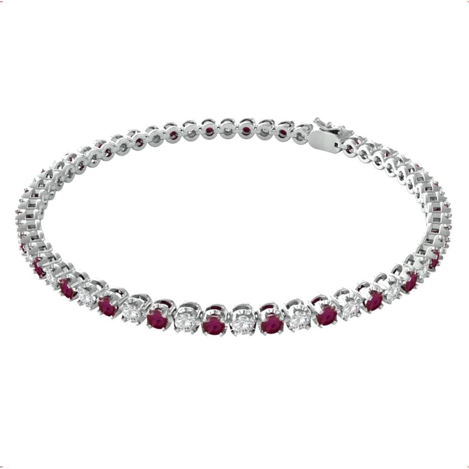 9ct White Gold Ruby & Diamond 2.38cttw Line Bracelet