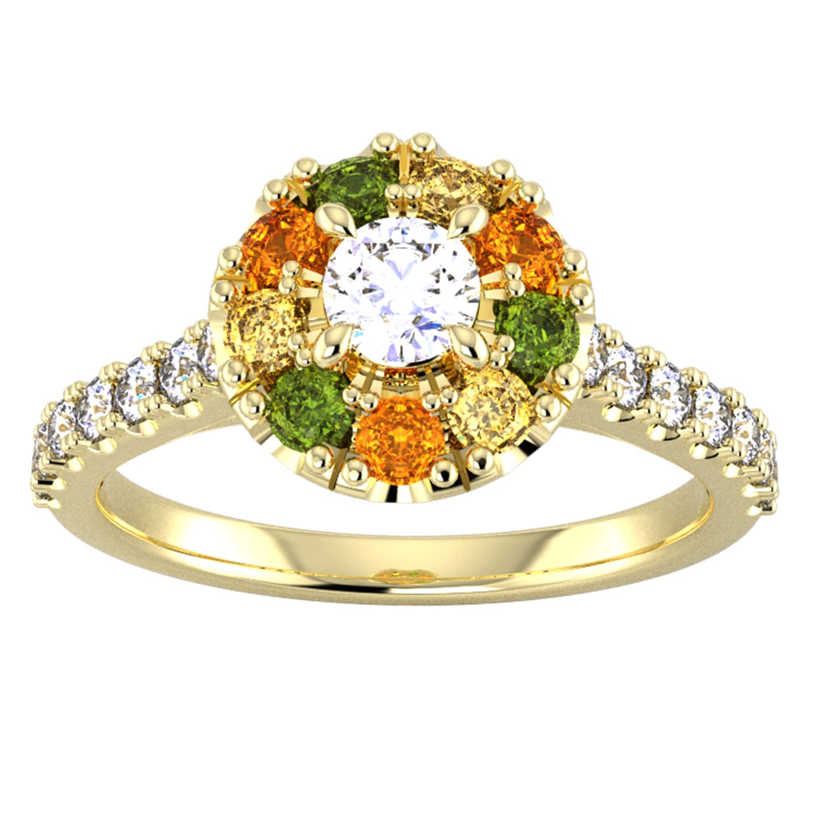 9ct Yellow Gold Diamond & Yellow - Ring Size O