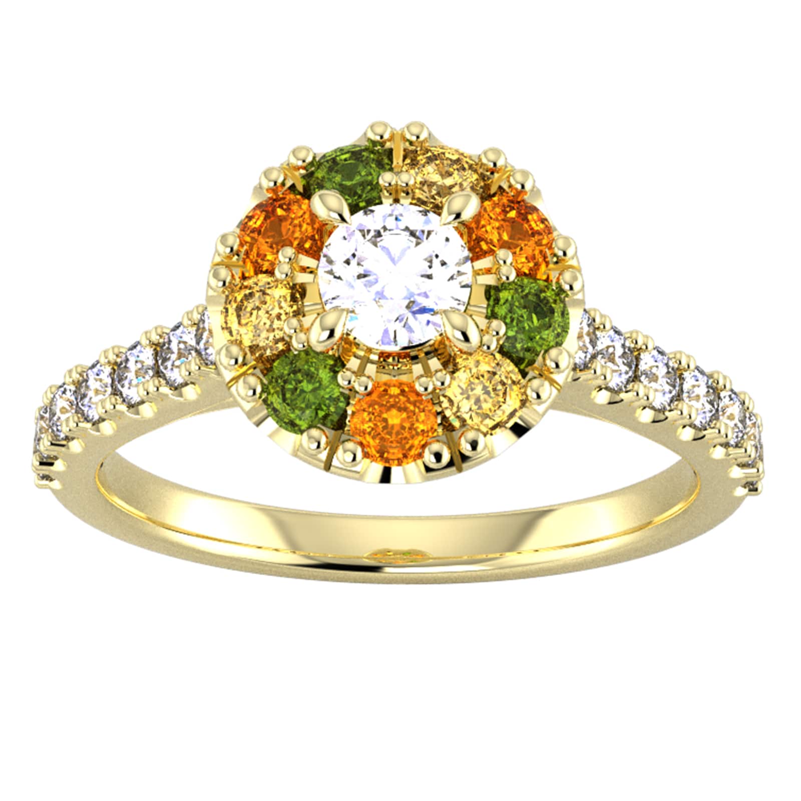 18ct Yellow Gold Diamond & Yellow - Ring Size H