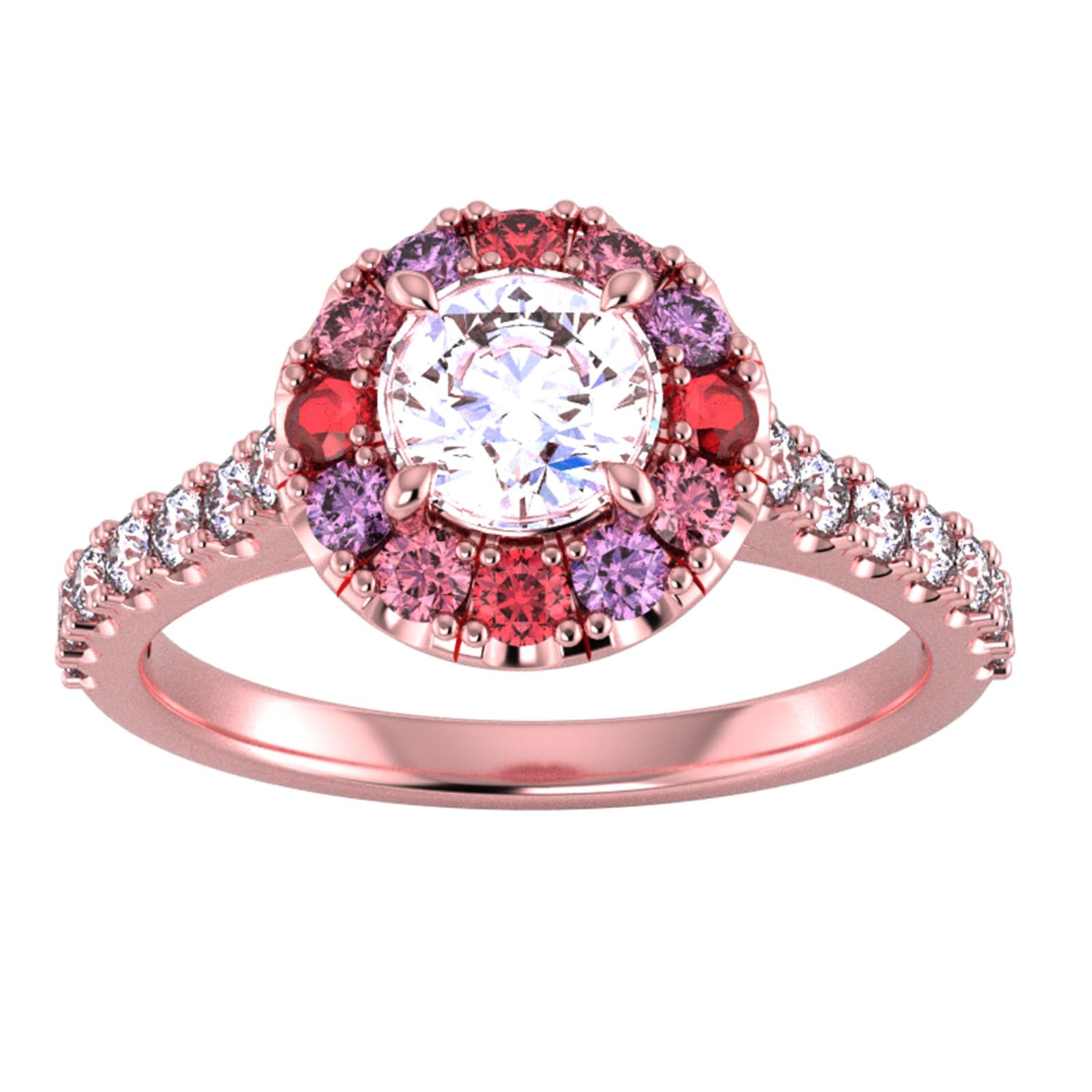 9ct Rose Gold Diamond & Pink - Ring Size D