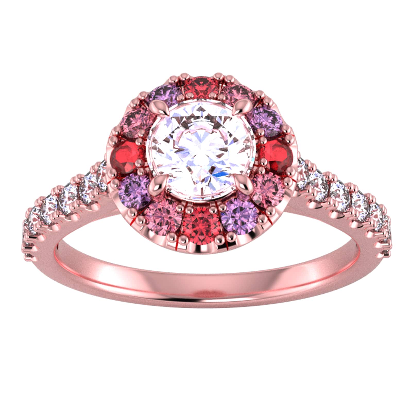 18ct Rose Gold Diamond & Pink - Ring Size A