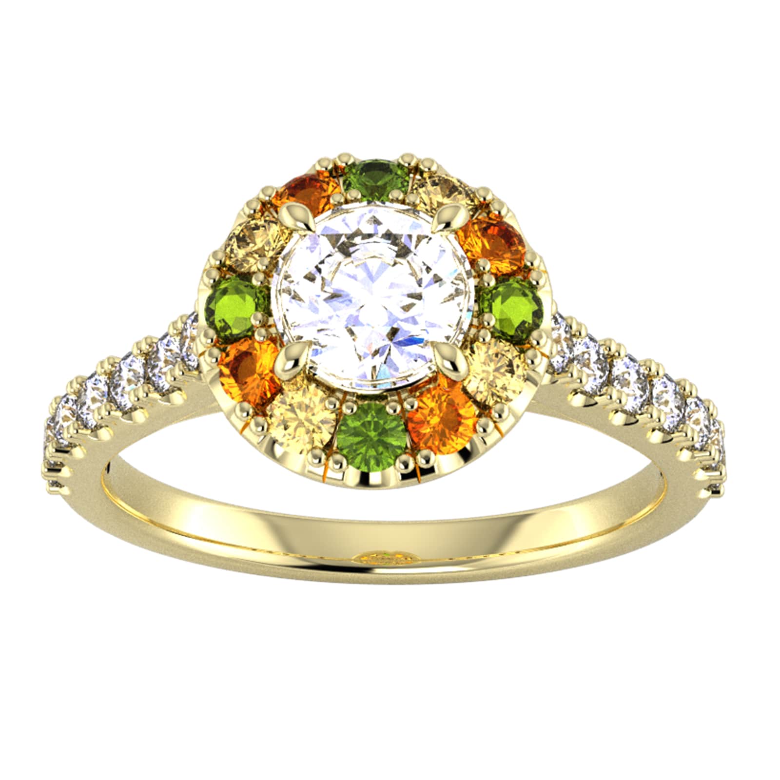 9ct Yellow Gold Diamond & Yellow - Ring Size Q