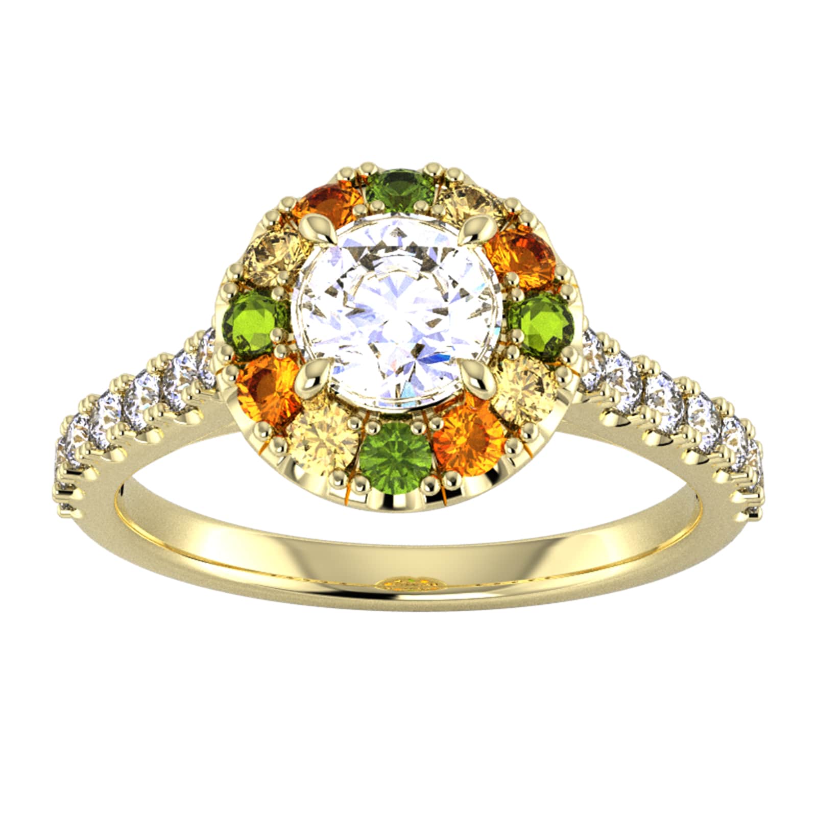 18ct Yellow Gold Diamond & Yellow - Ring Size F