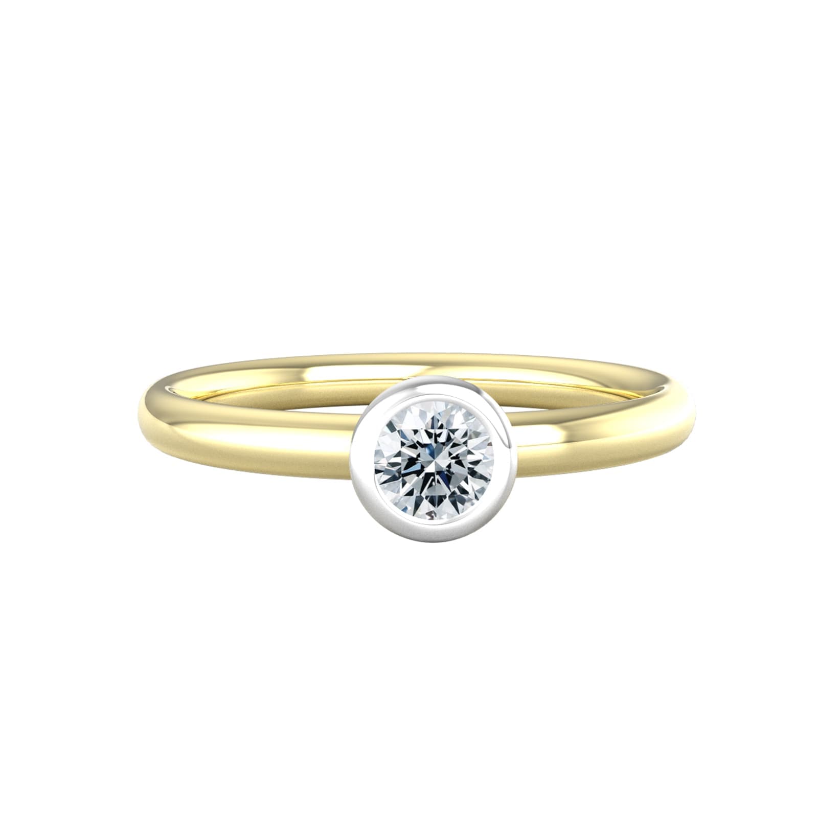 18ct White & Yellow Gold 0.25ct Diamond Ring - Ring Size C