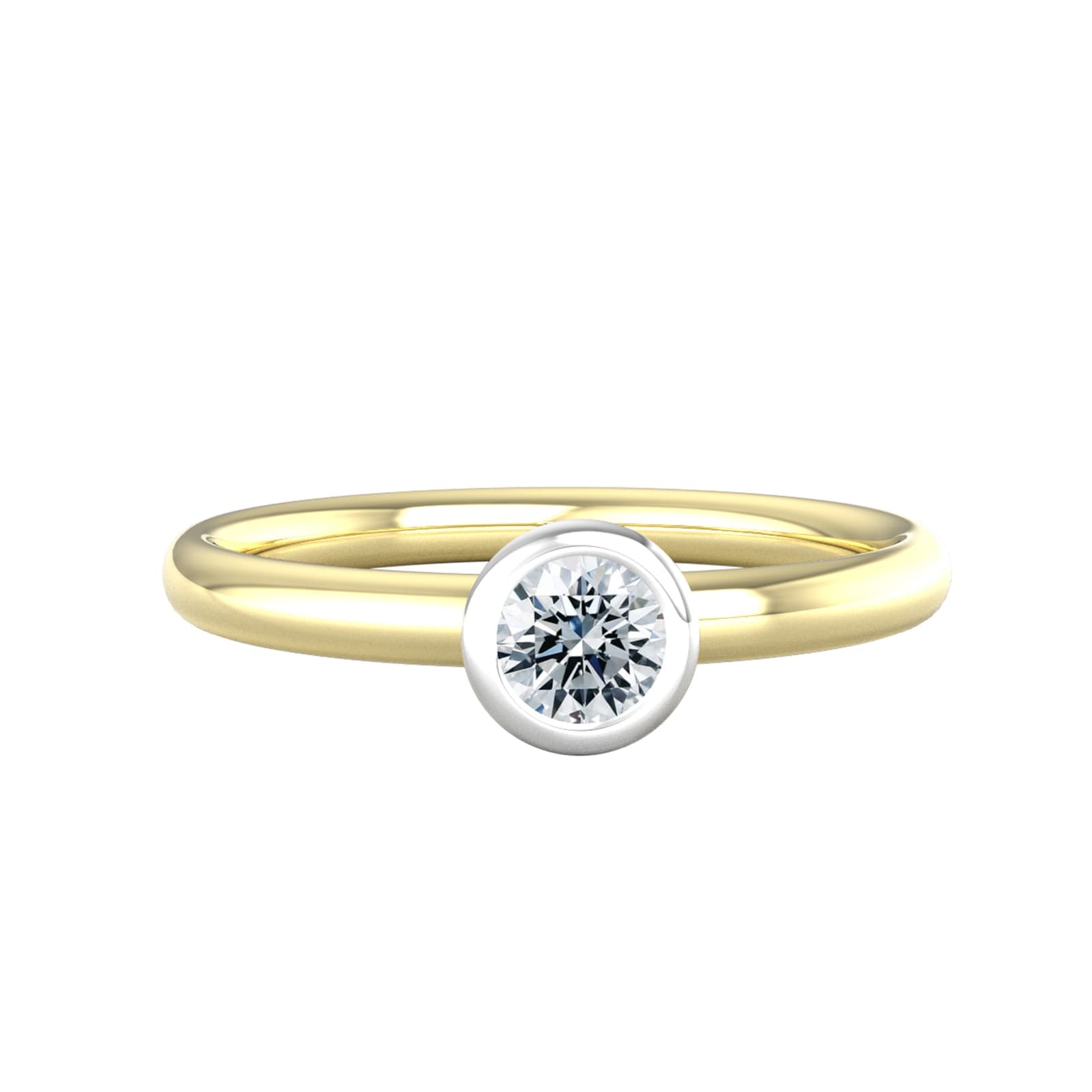 9ct White & Yellow Gold 0.33ct Diamond Ring - Ring Size C