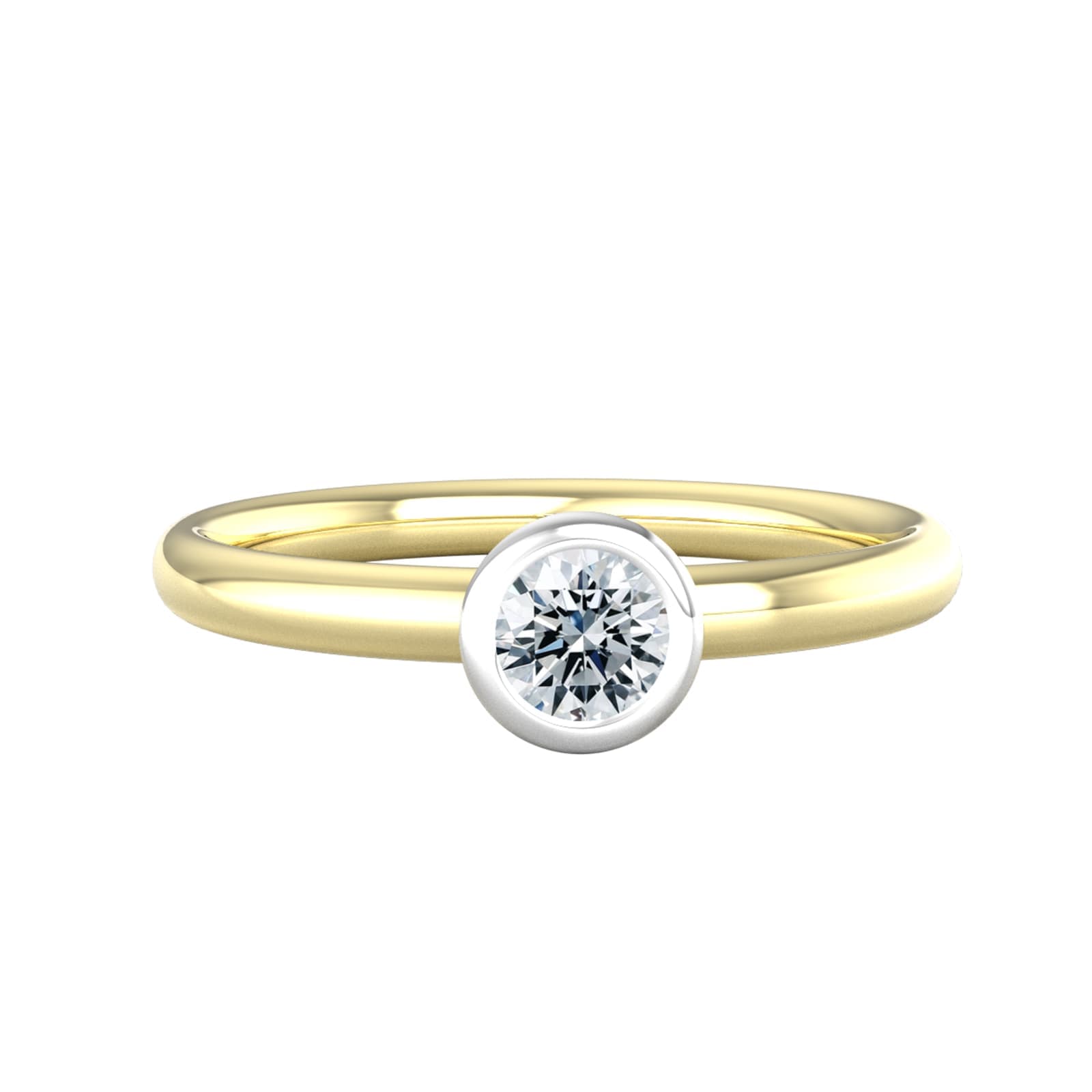 18ct White & Yellow Gold 0.33ct Diamond Ring - Ring Size P.5