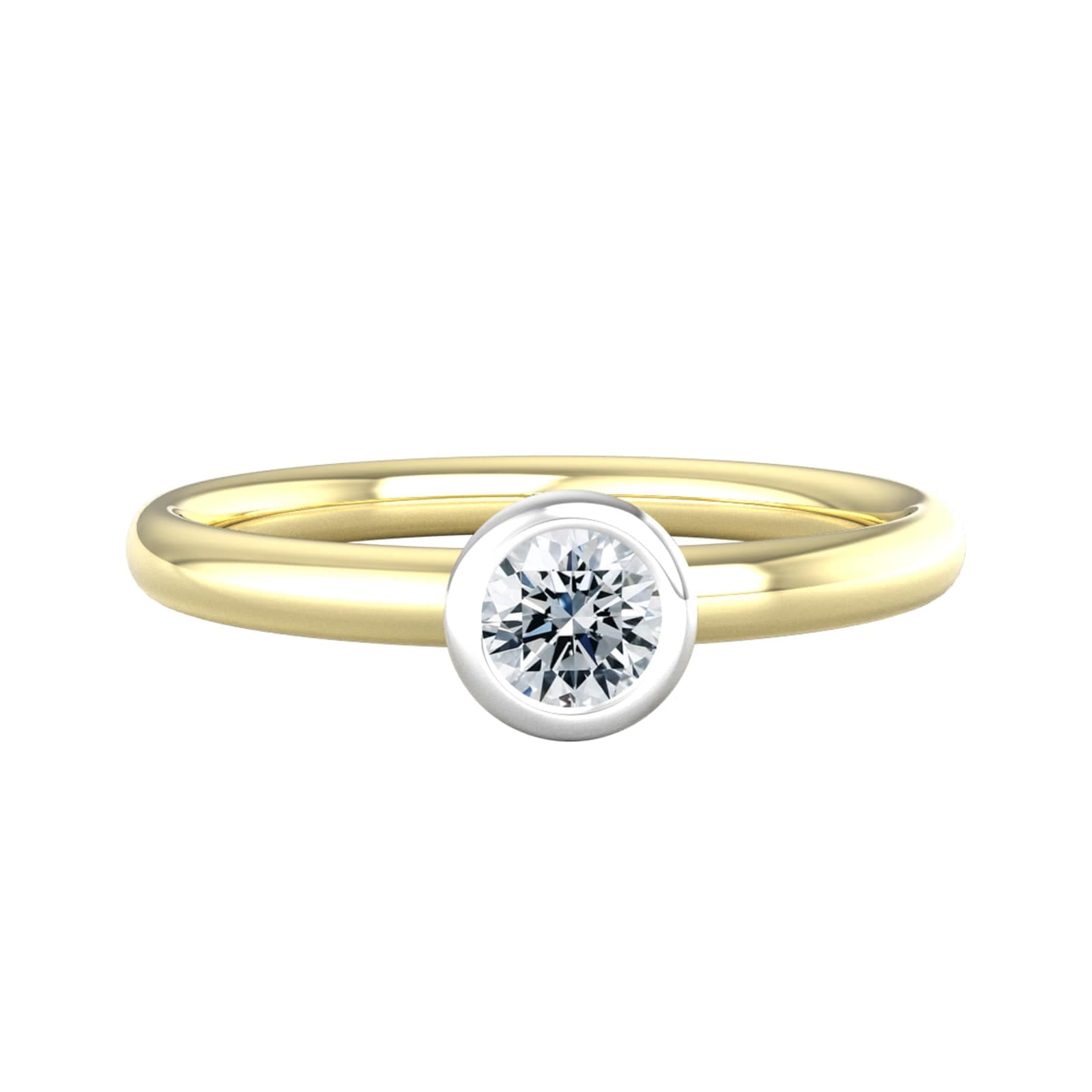 9ct White & Yellow Gold 0.25ct Diamond Ring - Ring Size M