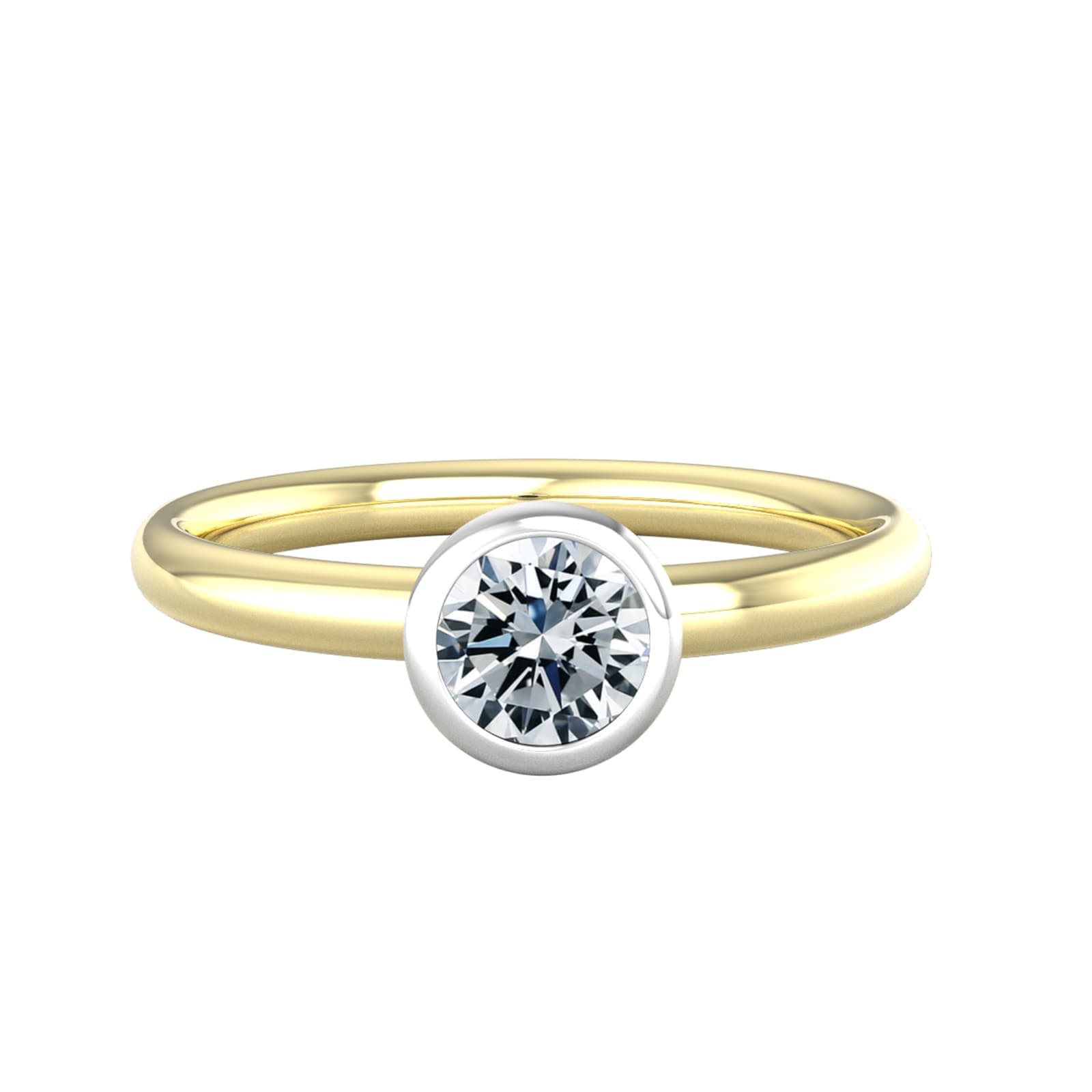 9ct White & Yellow Gold 0.50ct Diamond Ring - Ring Size H.5