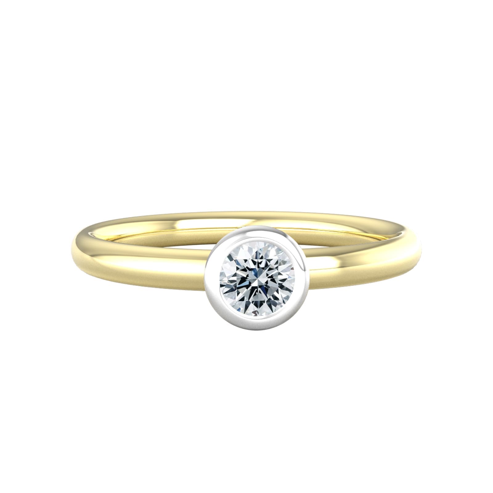 9ct White & Yellow Gold 0.25ct Diamond Ring - Ring Size K