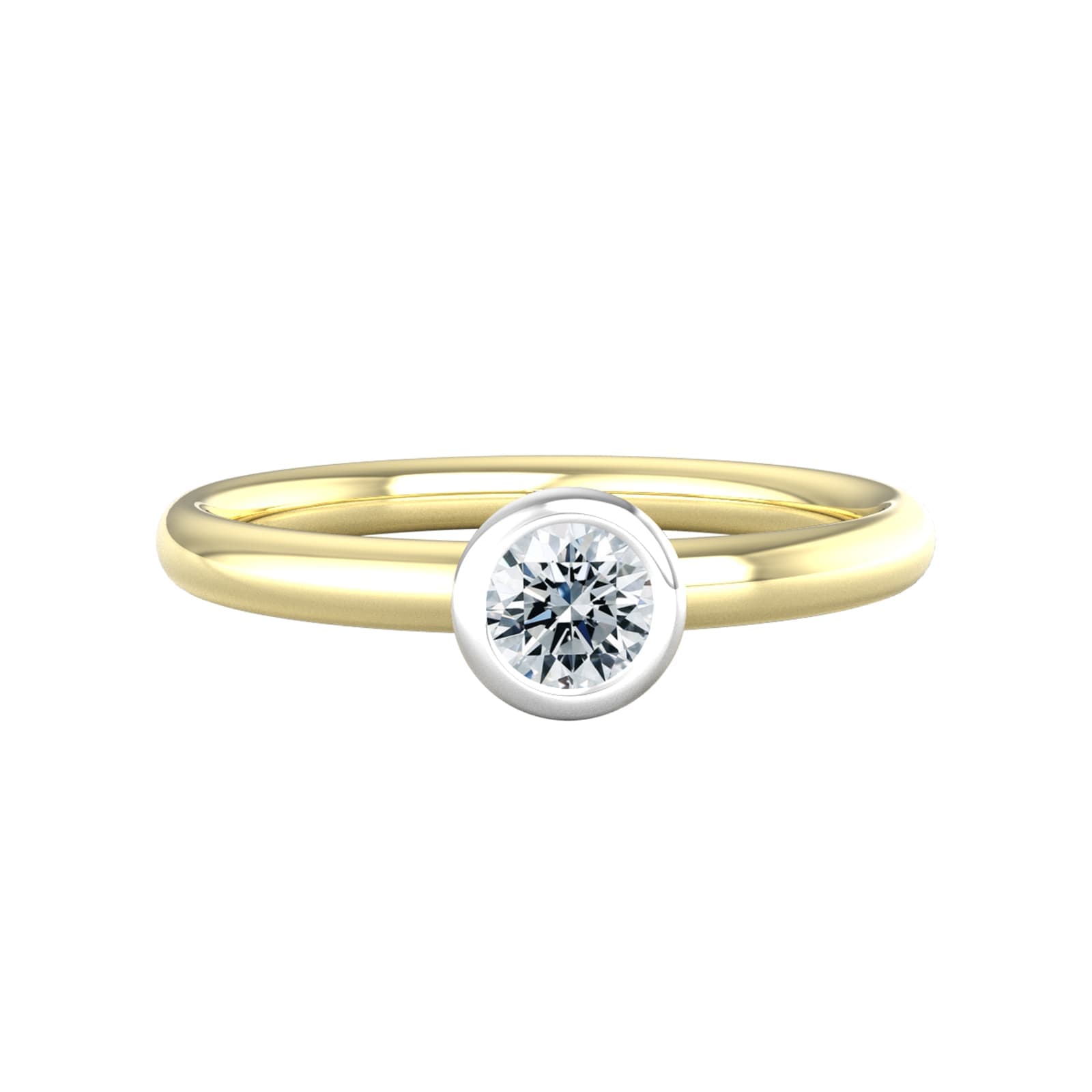9ct White & Yellow Gold 0.33ct Diamond Ring - Ring Size U.5