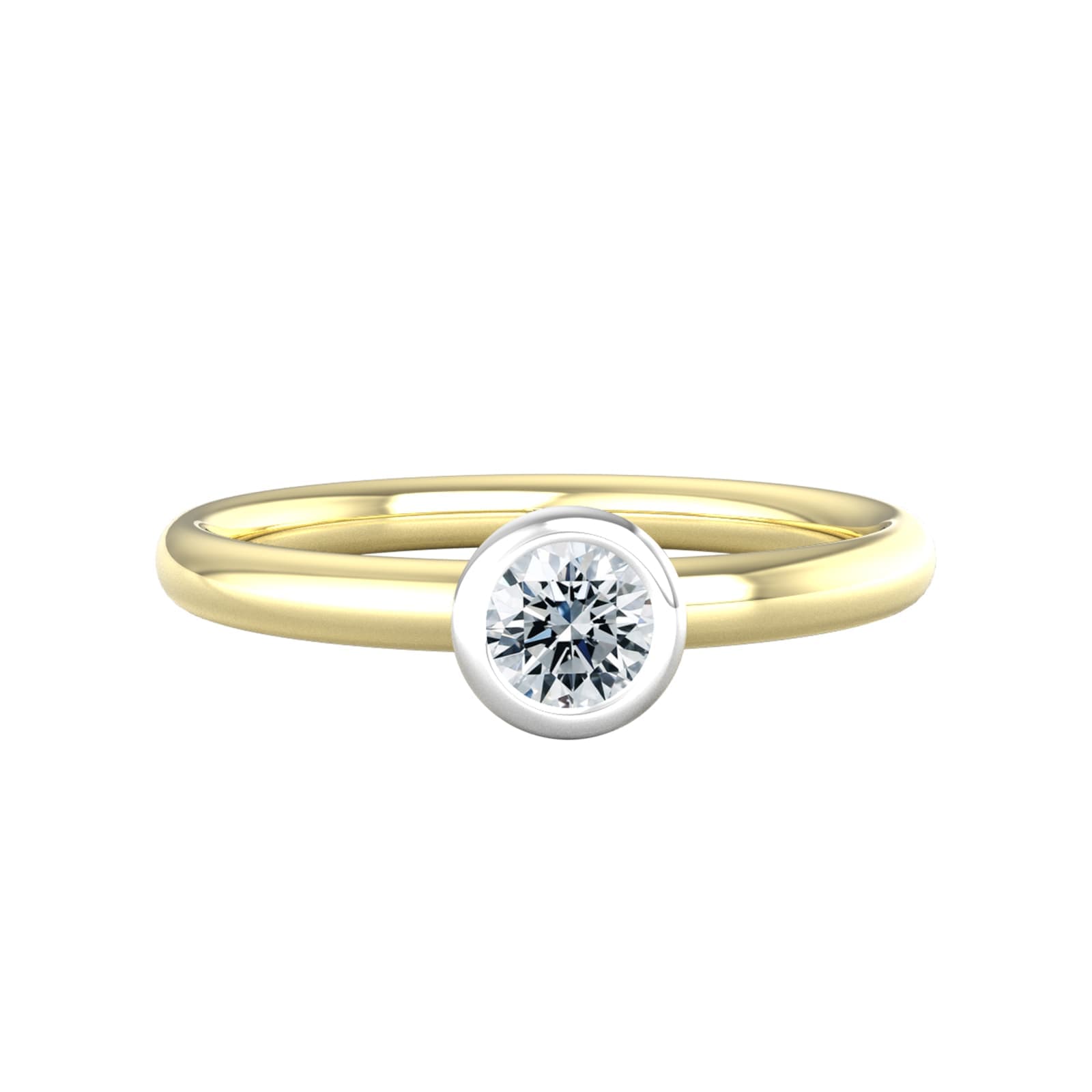 18ct White & Yellow Gold 0.33ct Diamond Ring - Ring Size A