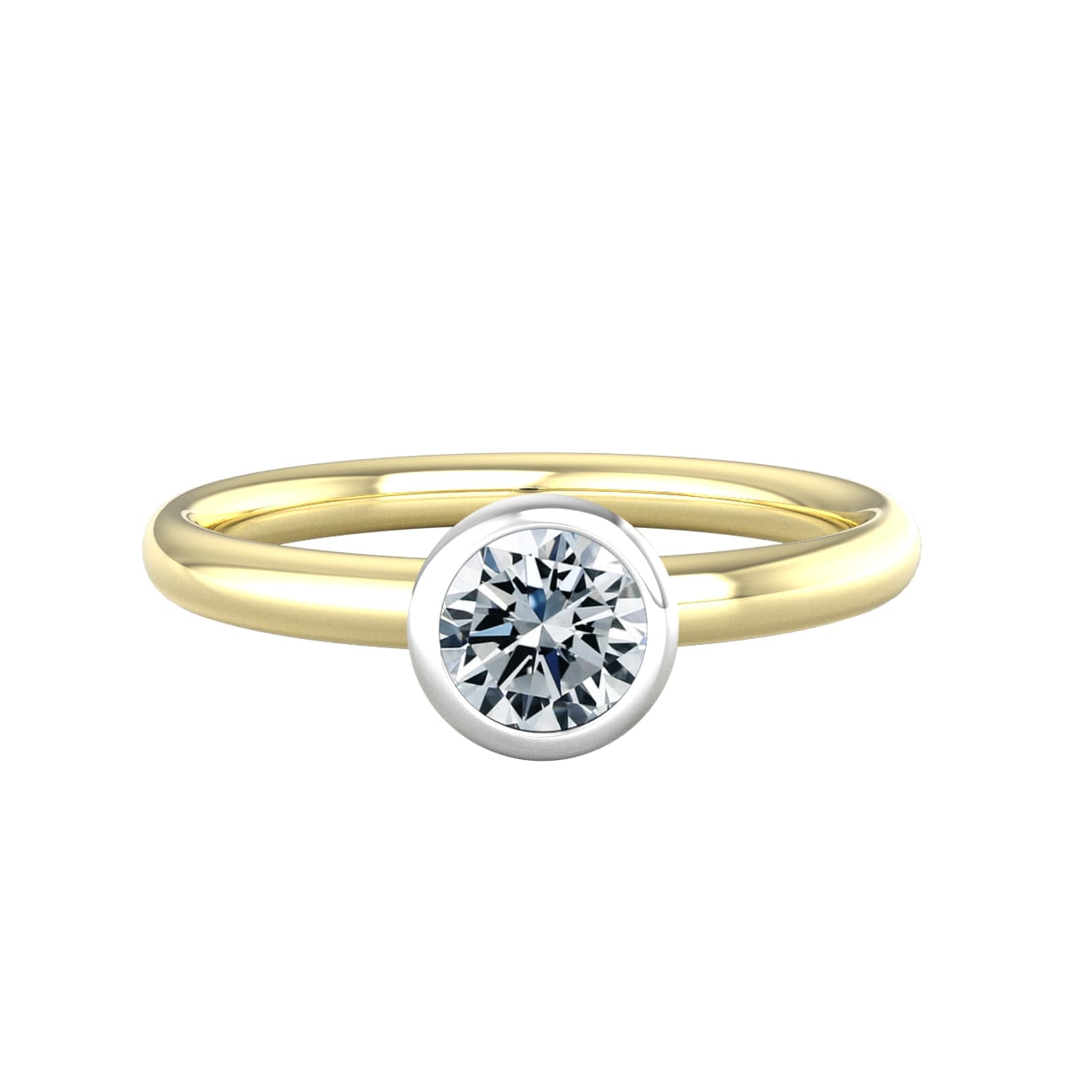 9ct White & Yellow Gold 0.50ct Diamond Ring - Ring Size D