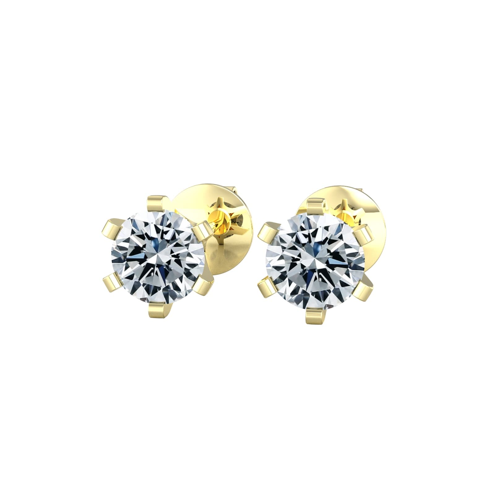 18ct Yellow Gold 0.75cttw Solitaire Diamond Stud Earrings