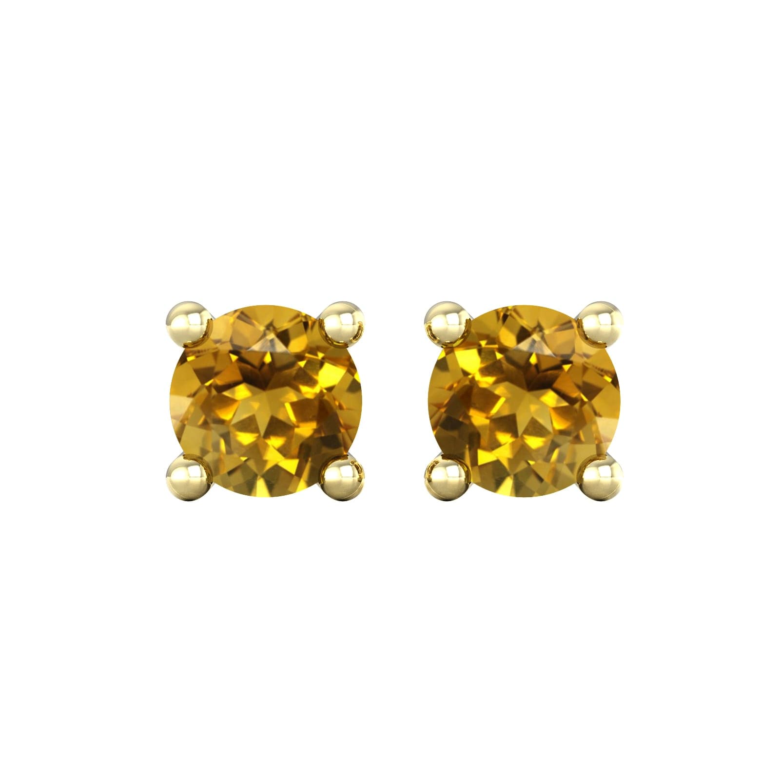 9ct Yellow Gold 4 Claw Citrine Stud Earrings
