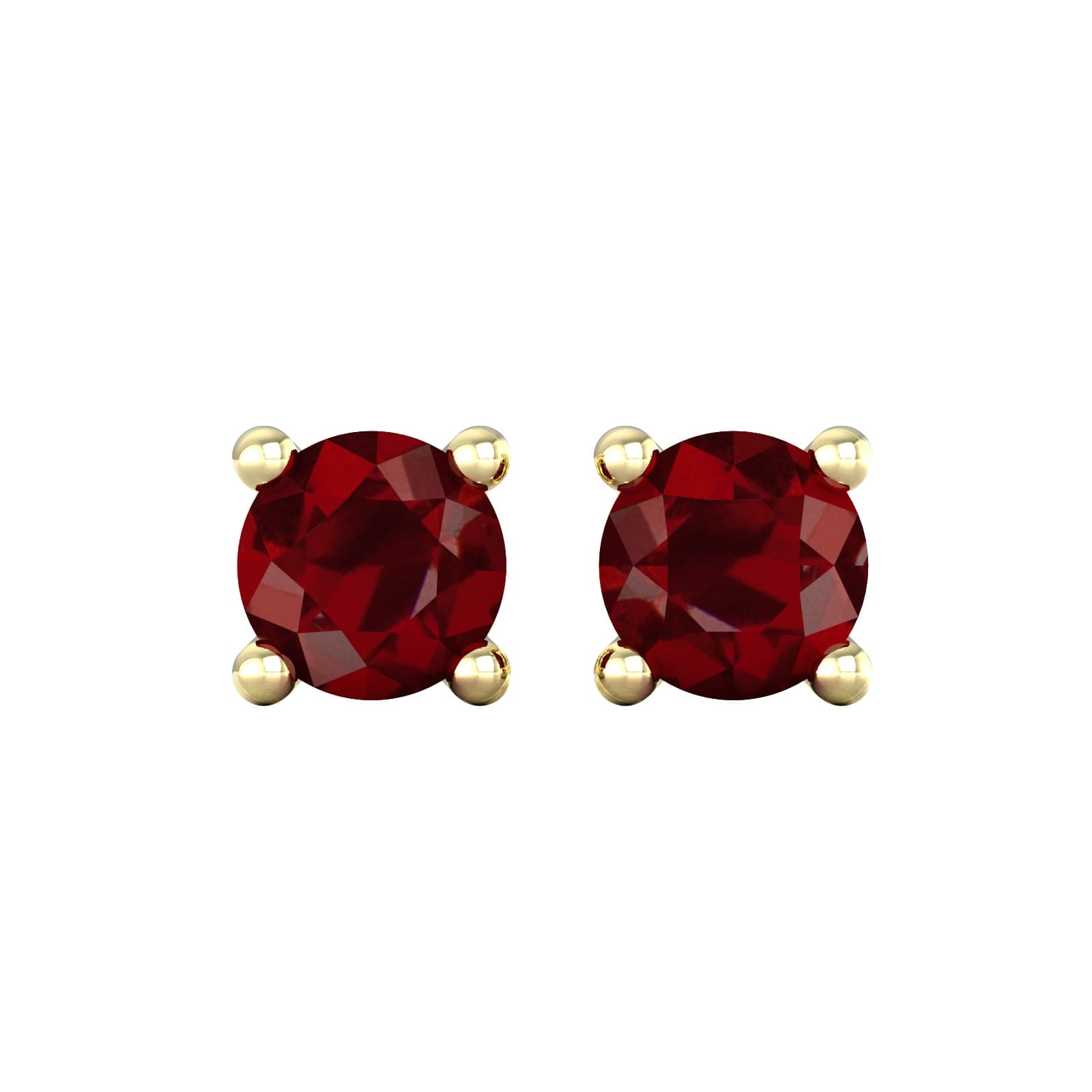 9ct Yellow Gold 4 Claw Garnet Stud Earrings