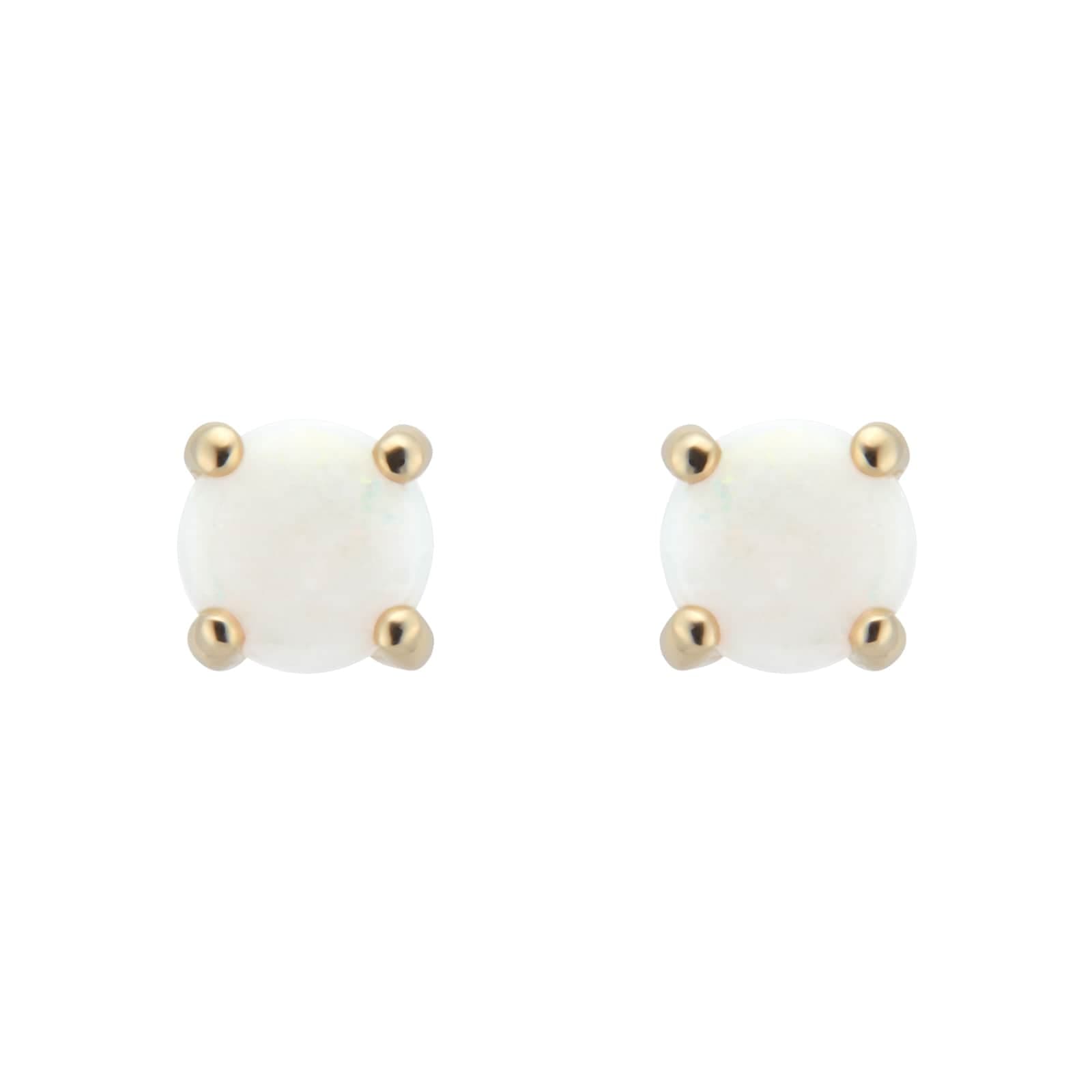 9ct Yellow Gold 4 Claw Opal Stud Earrings