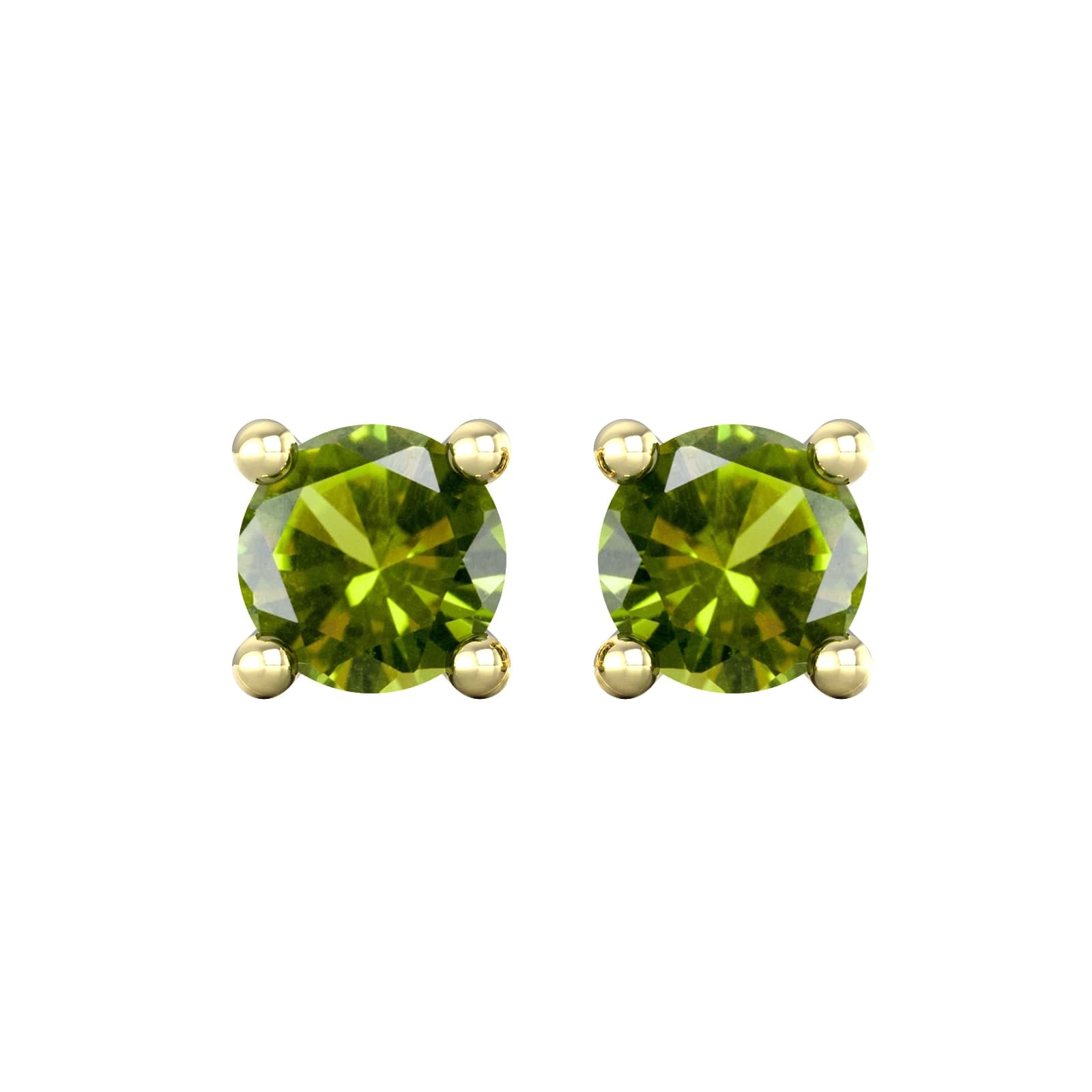 9ct Yellow Gold 4 Claw Peridot Stud Earrings